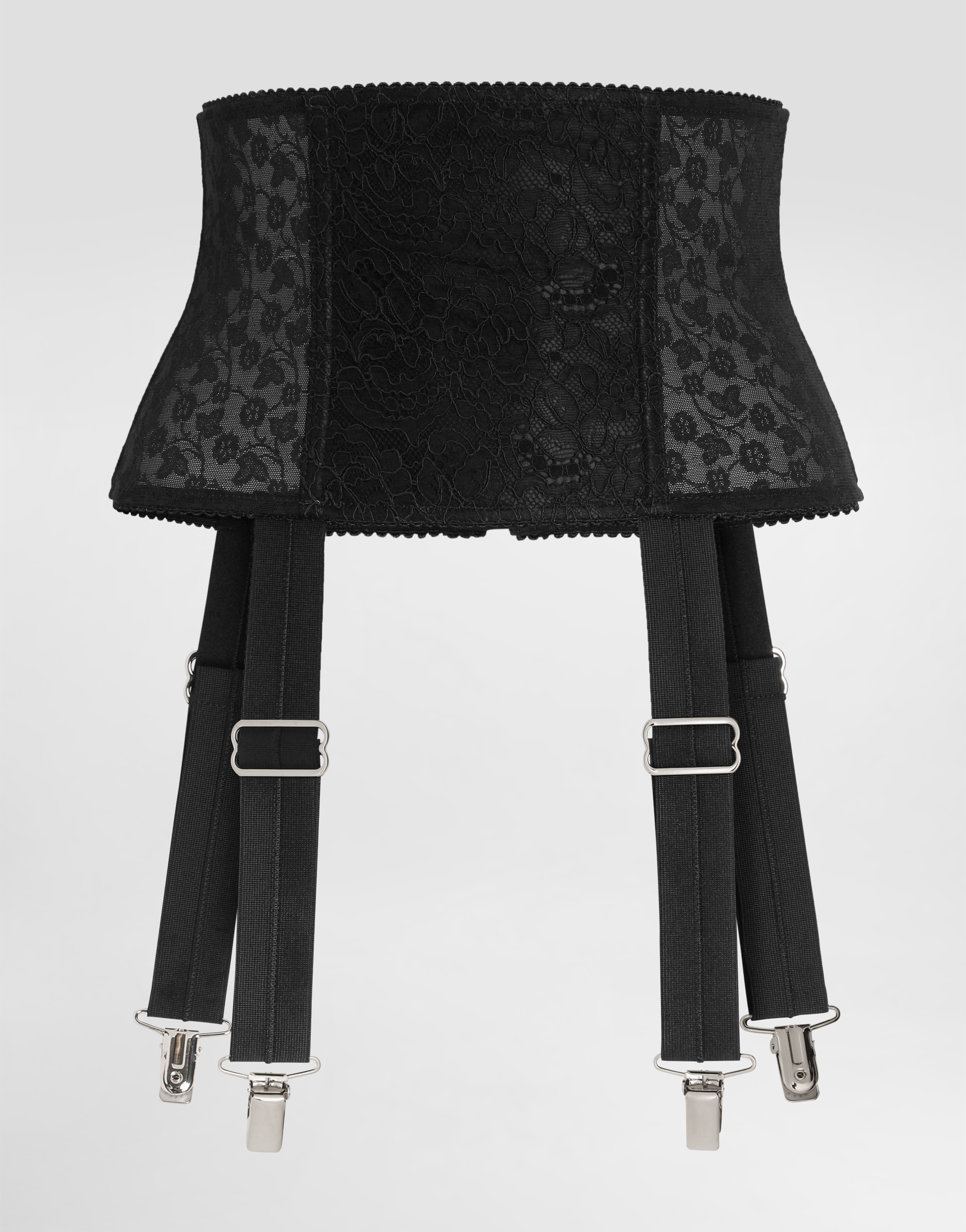 Dolce & Gabbana Stretch Marquisette Corset Belt With Garters - Woman Belts Black