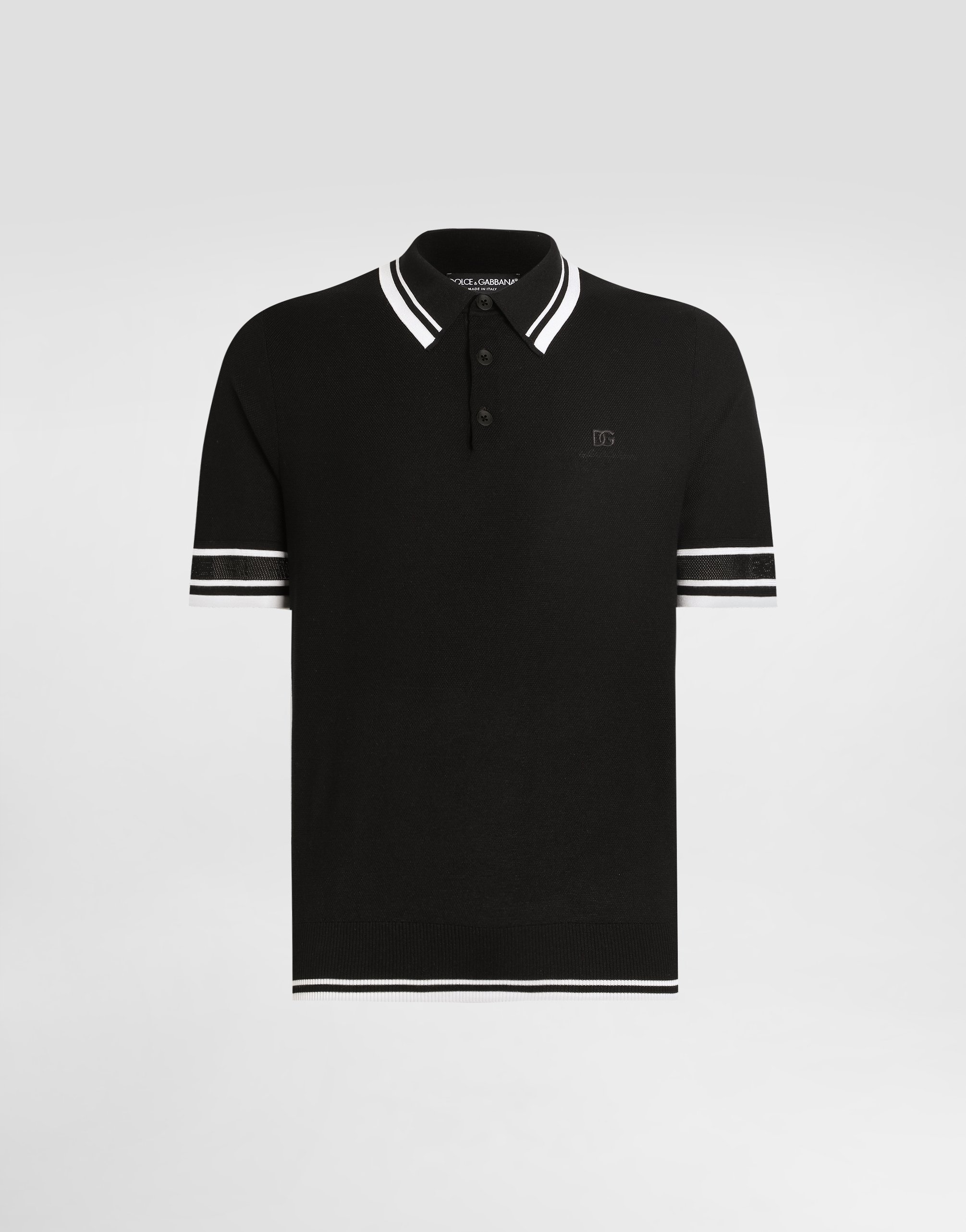 Silk piqué polo shirt