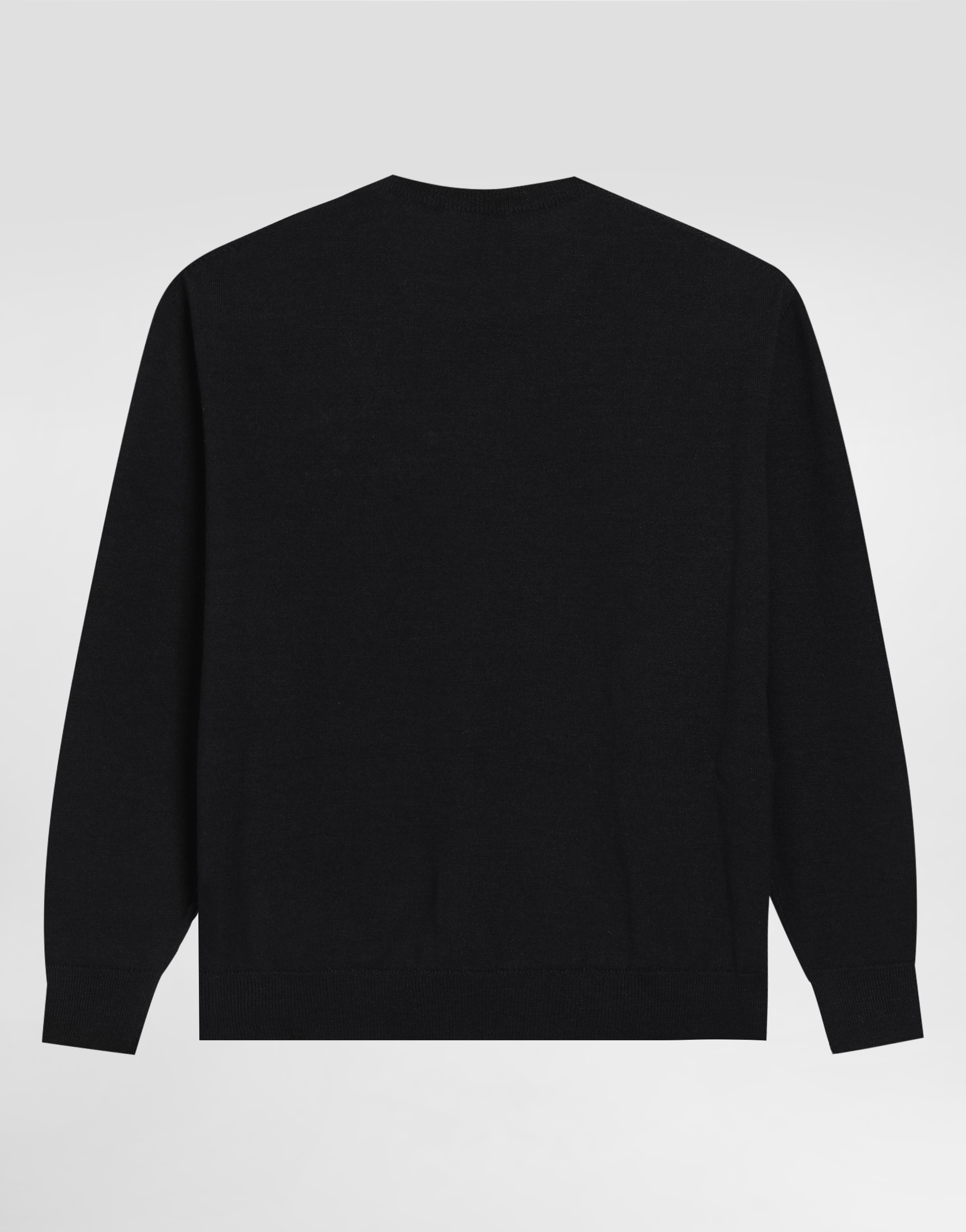 Plain-knit wool sweater with embroidery