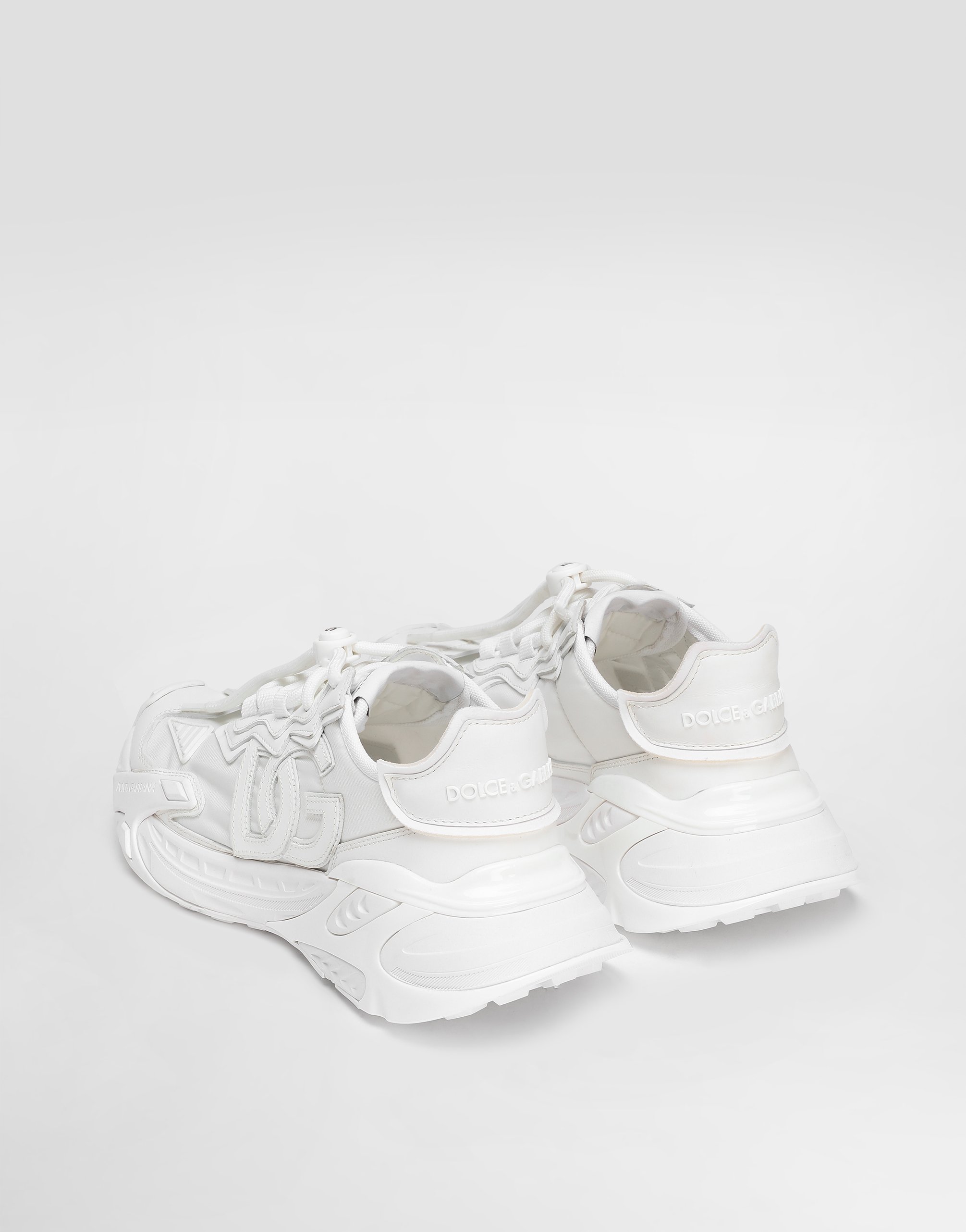 Dolce & Gabbana Women White Low Top Sneakers With Logo Lettering On Tongue And Heel In Tech Fabric W In White
