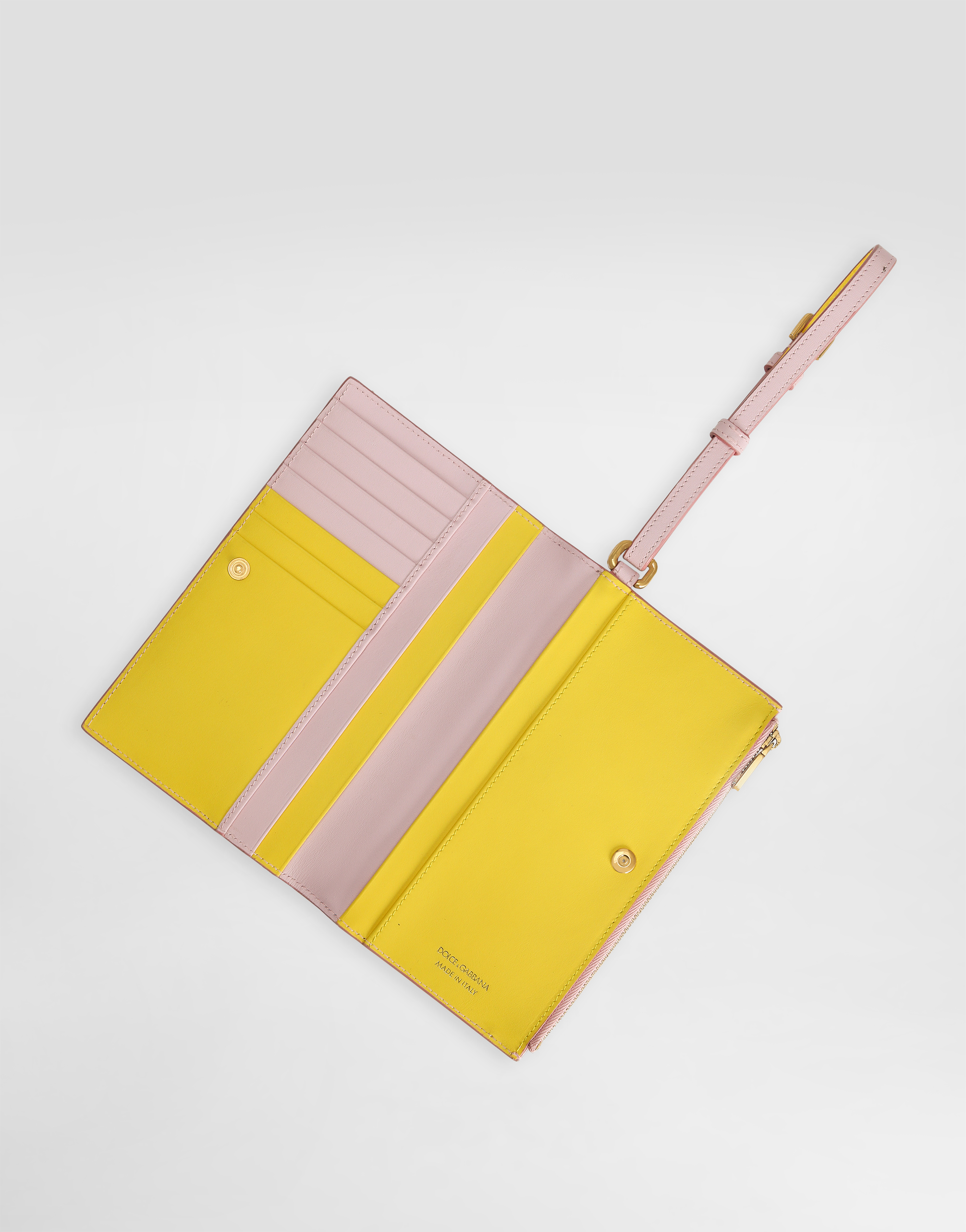 Dolce & Gabbana Calfskin Passport Holder With Dg Logo In Multicolor