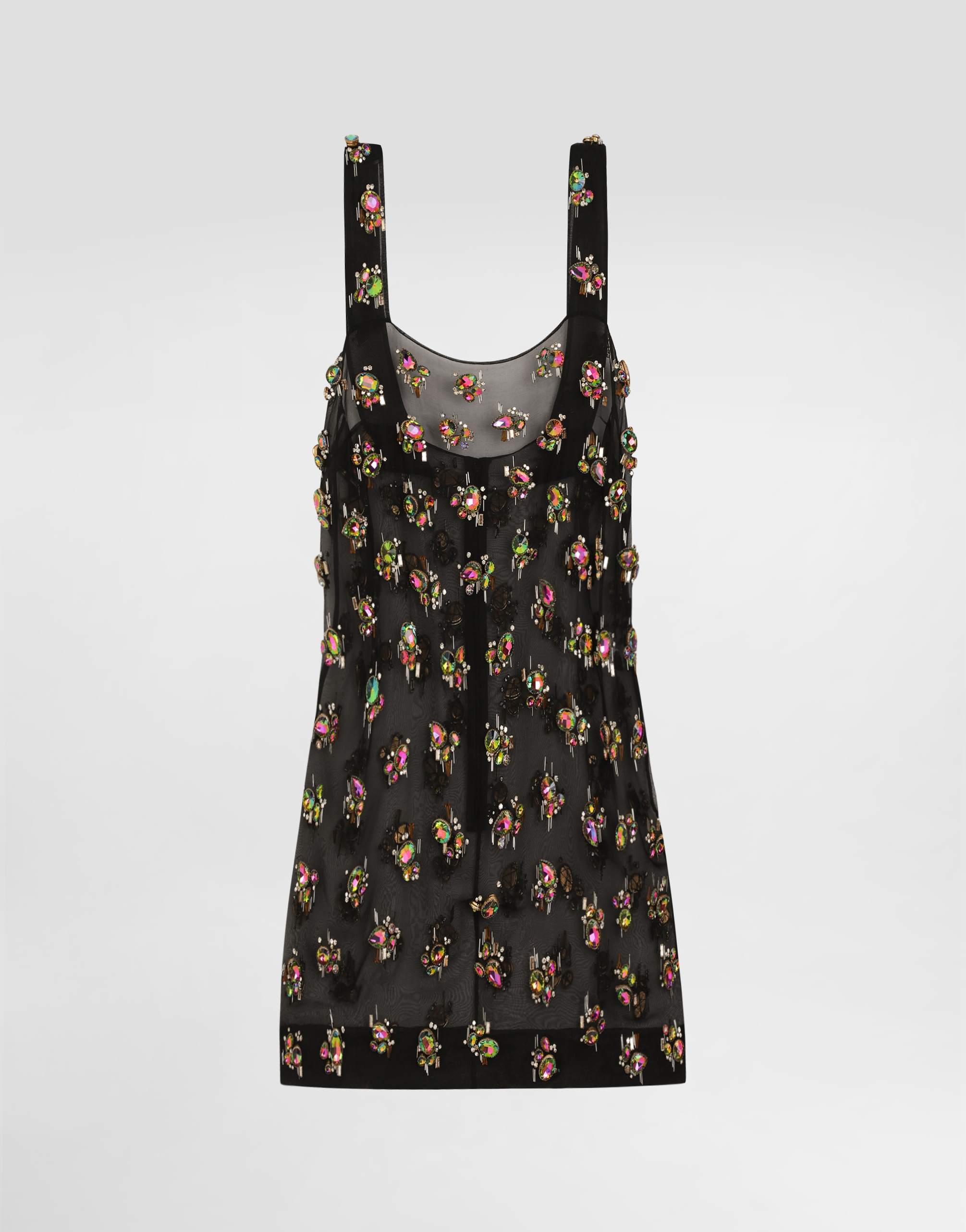 Dolce & Gabbana Organza Dress With Embroidery In Black