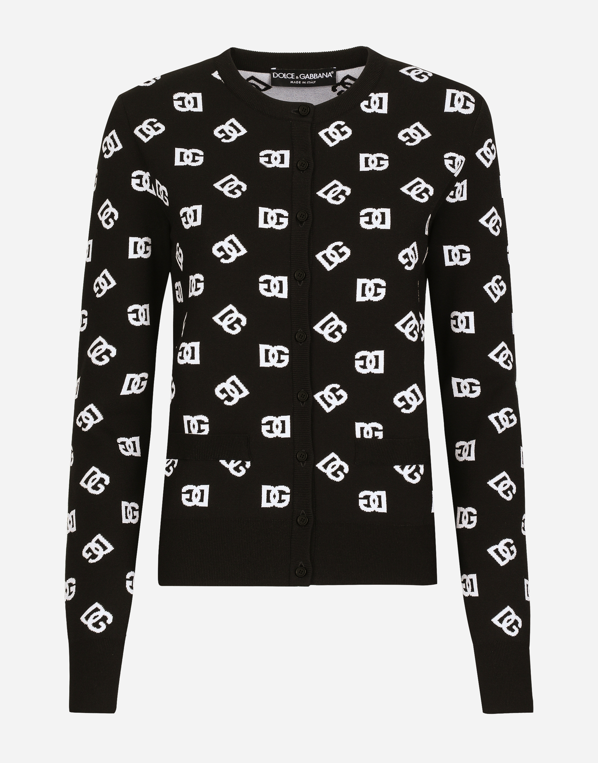 Dolce & Gabbana Logo-intarsia Fine-knit Cardigan In Print