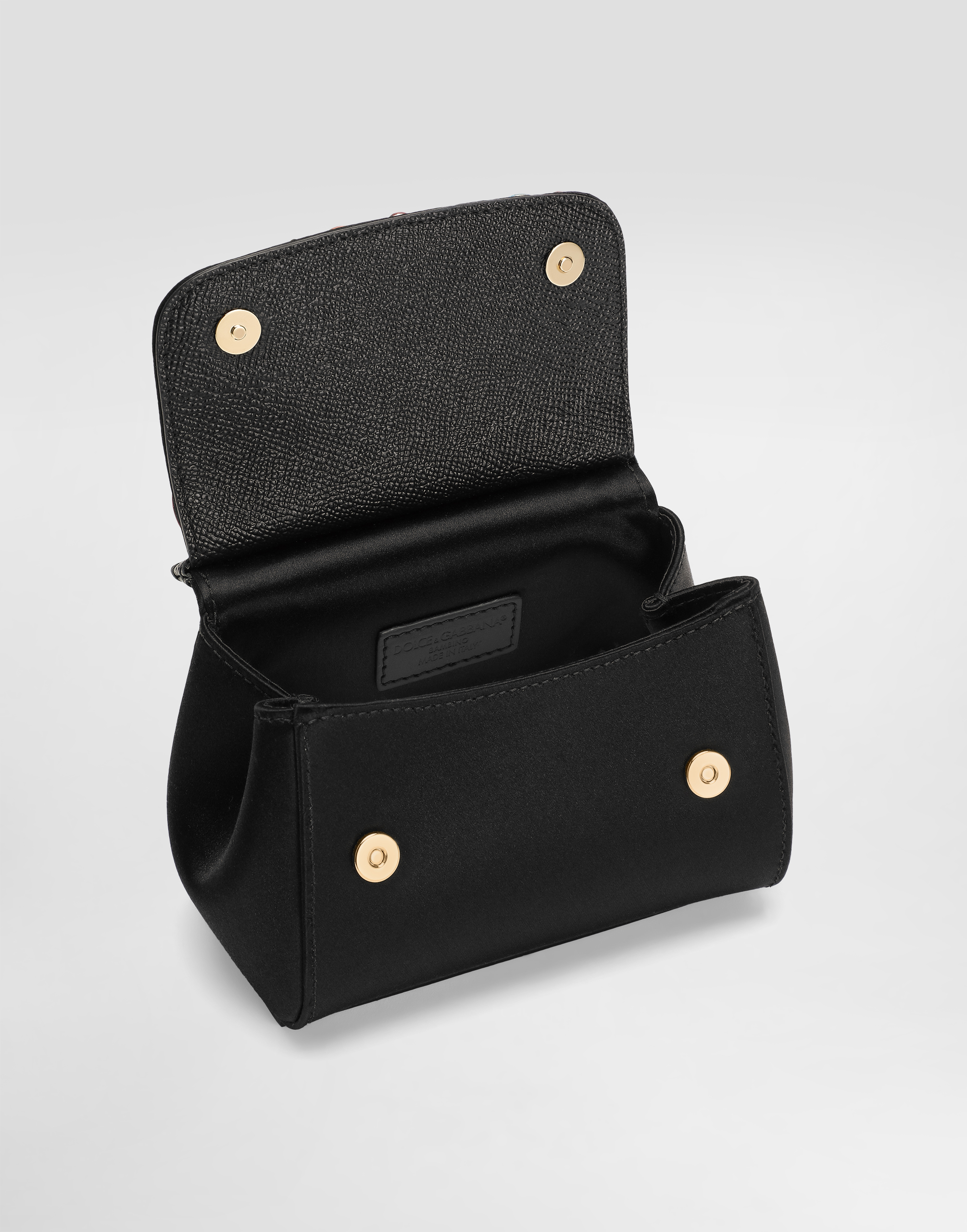 Dolce & Gabbana Satin And Dauphine Calfskin Mini Sicily Bag In Black