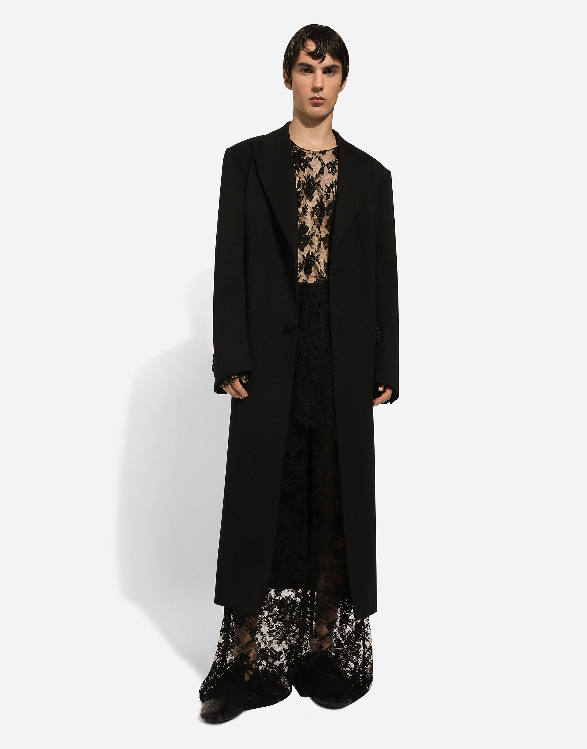 Dolce & Gabbana Wool Single-breasted Coat In Black