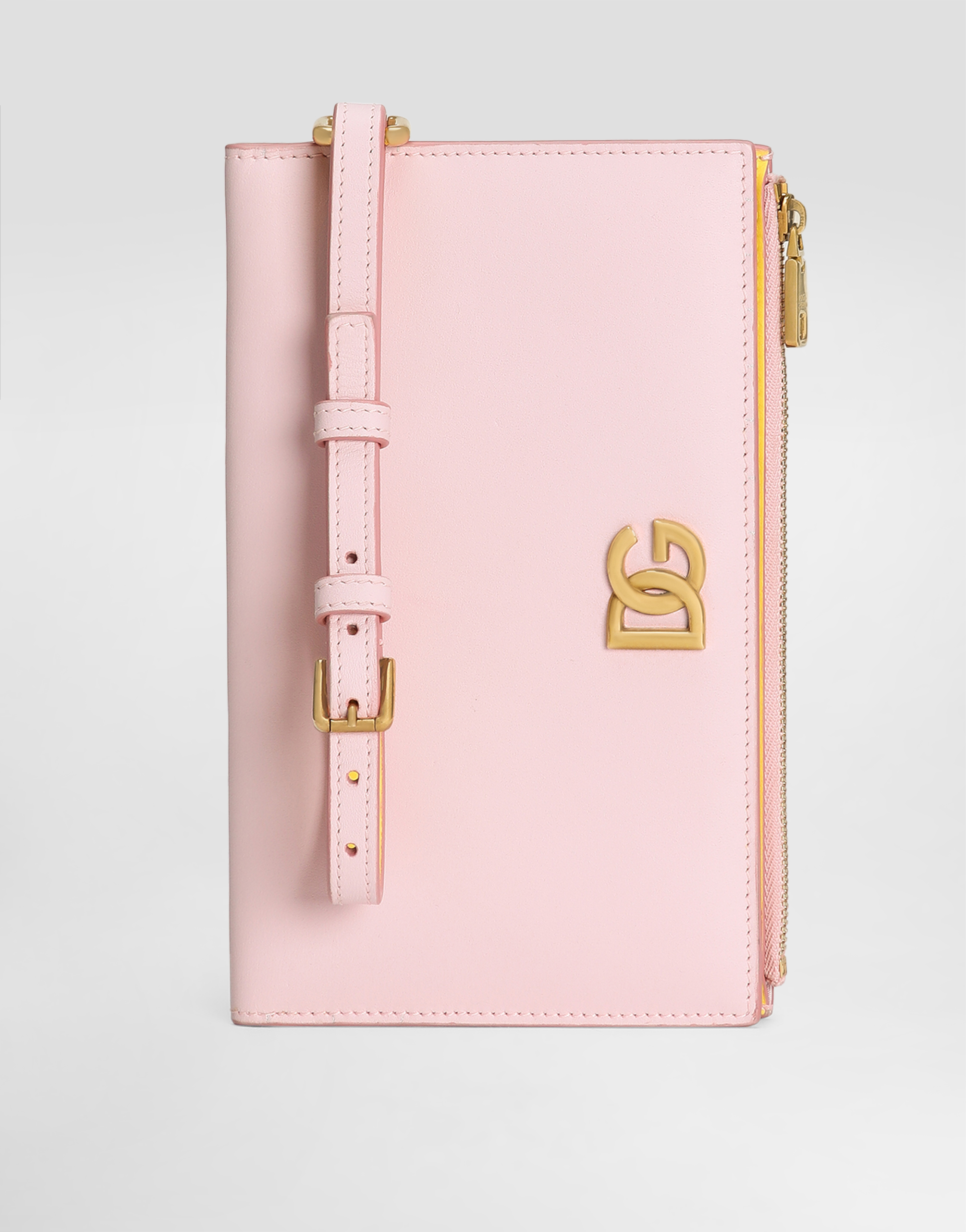 Dolce & Gabbana Calfskin Passport Holder With Dg Logo In Multicolor