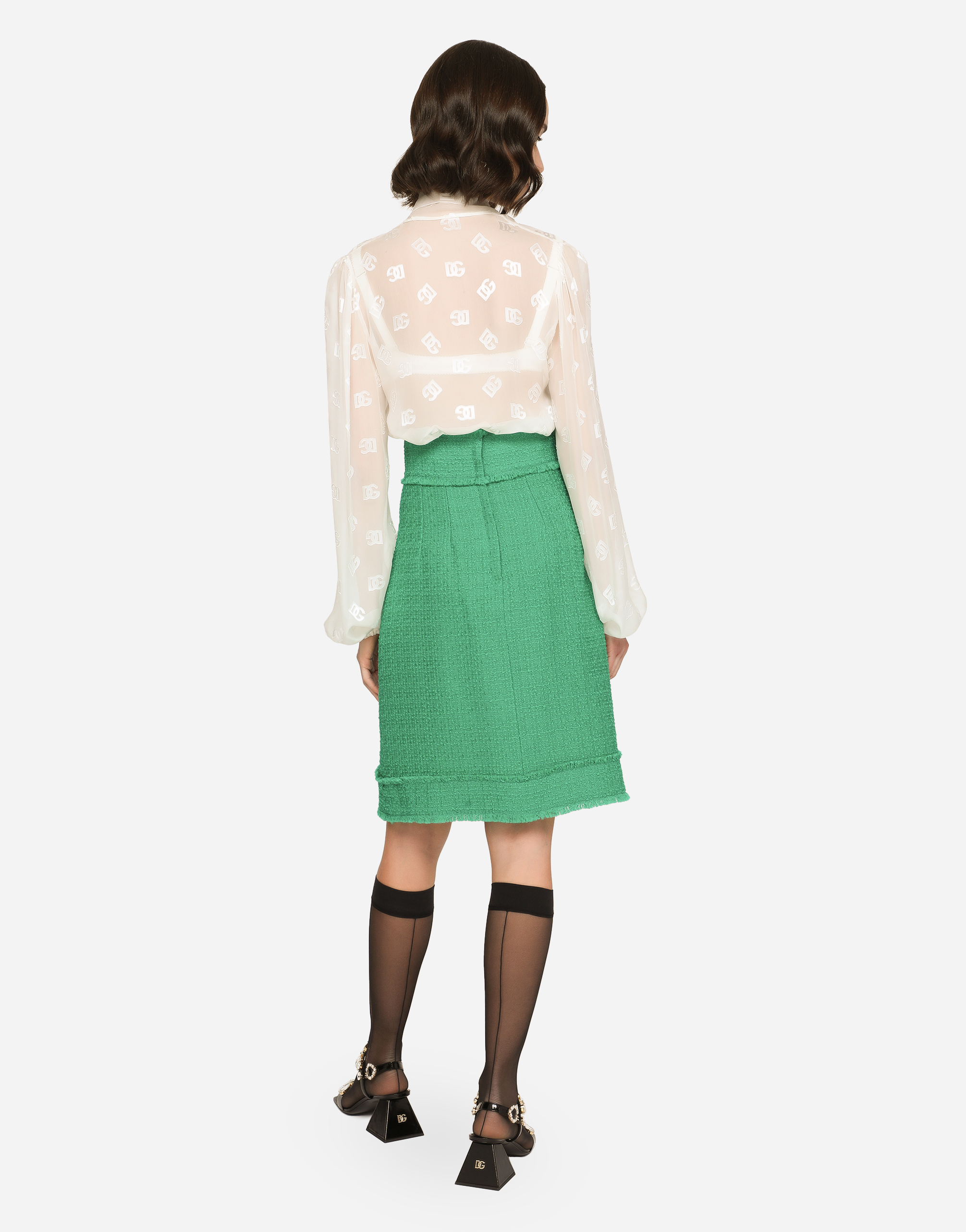 DOLCE & GABBANA RASCHEL TWEED MIDI SKIRT