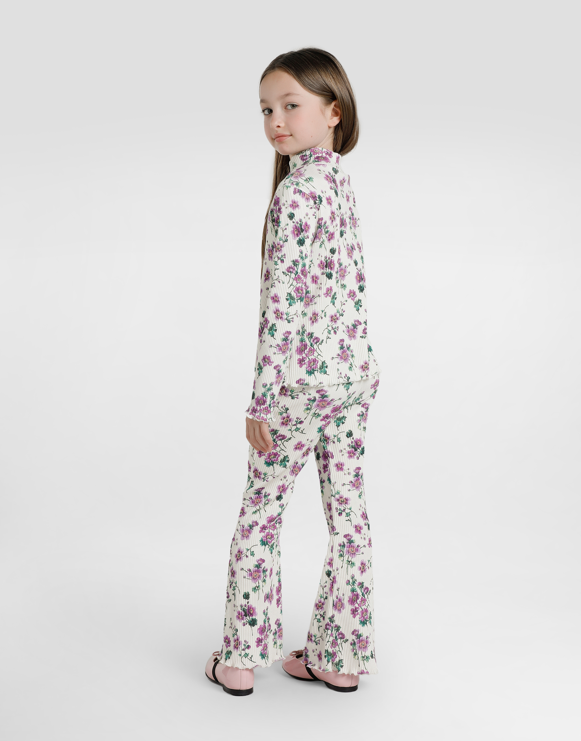Violets-print ribbedJerseytrousers