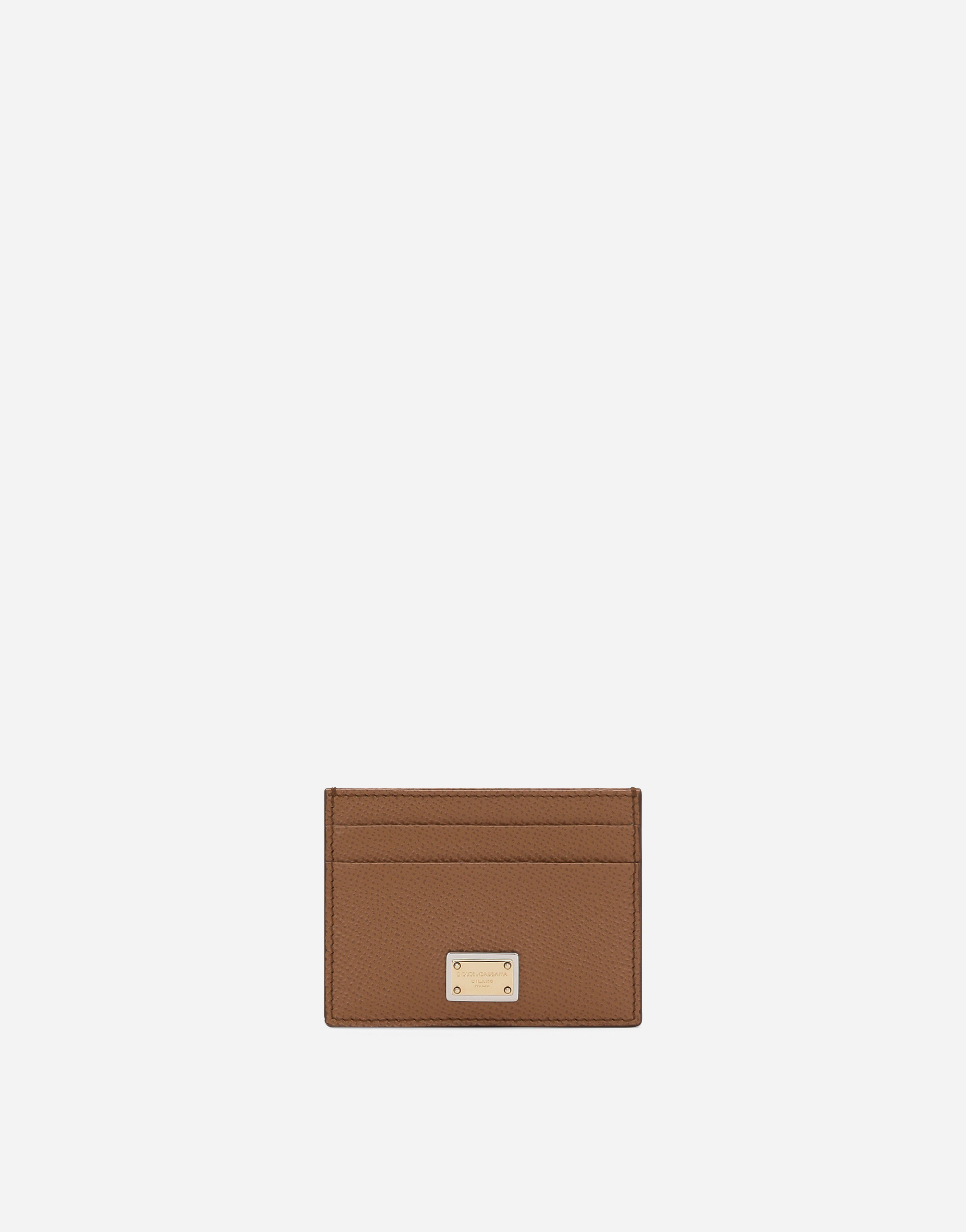 Shop Dolce & Gabbana Dauphine Calfskin Card Holder In Brown