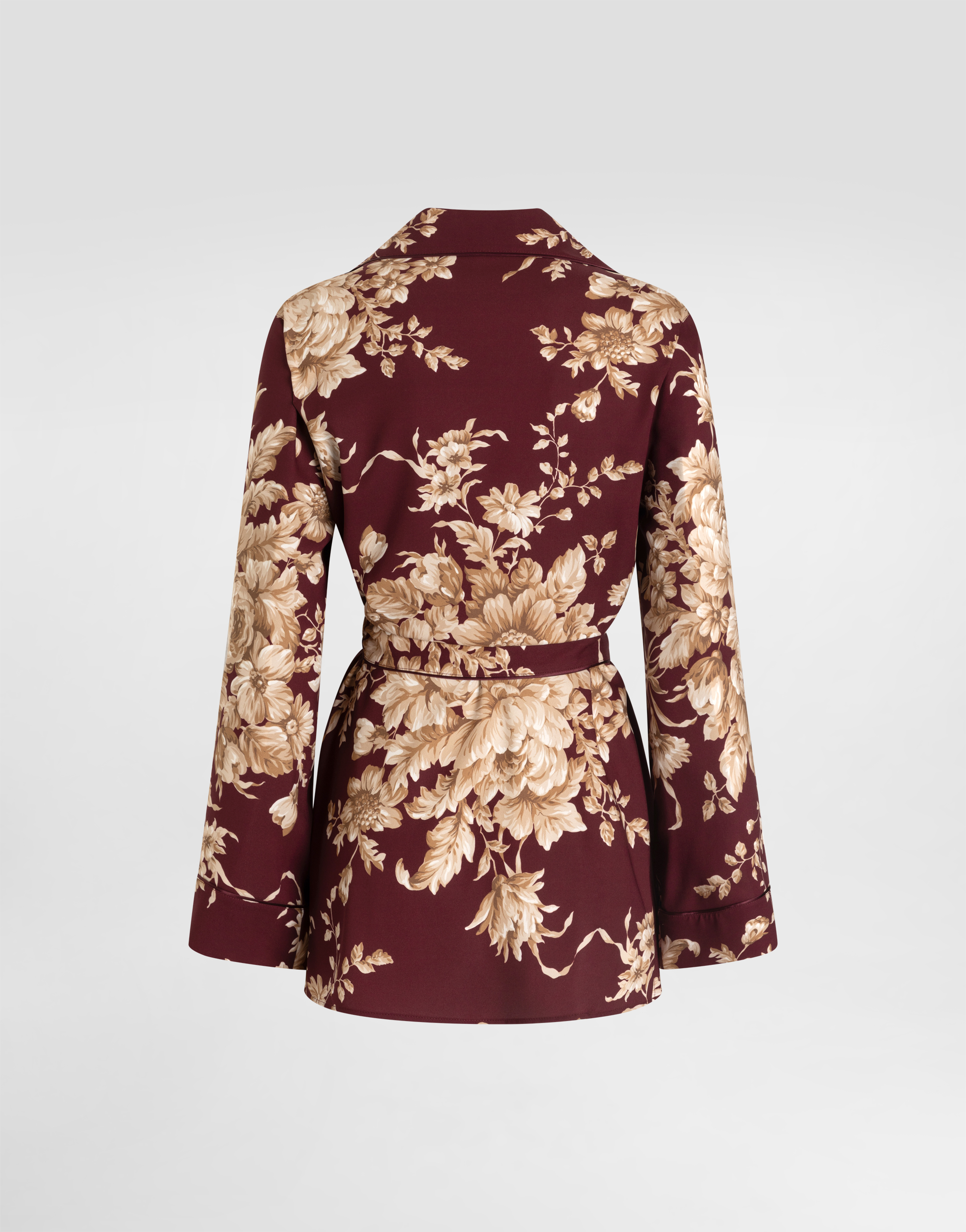 Dolce & Gabbana Rose-print Charmeuse Vanity Shirt In Brown