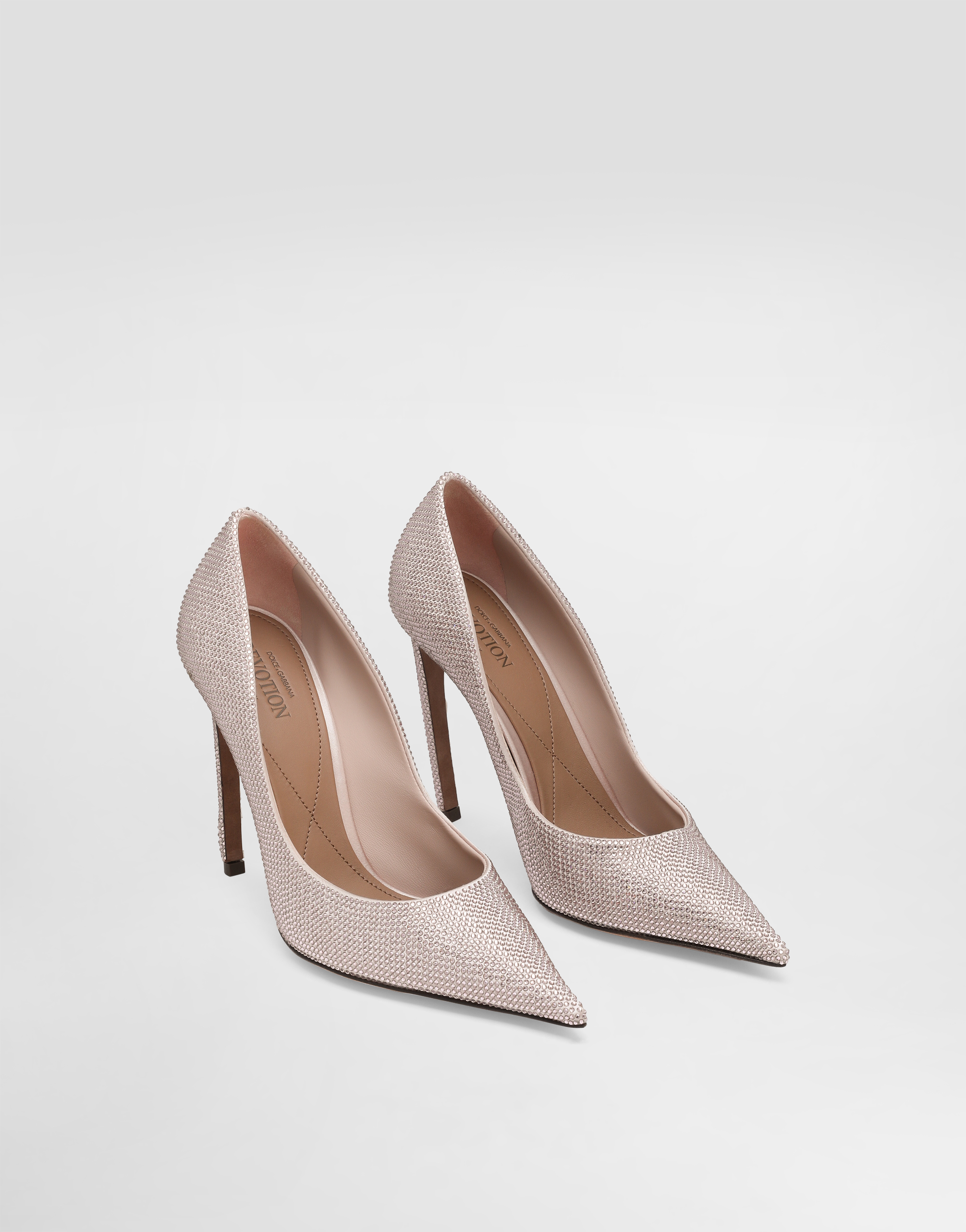 Devotion satin pumps with rhinestones