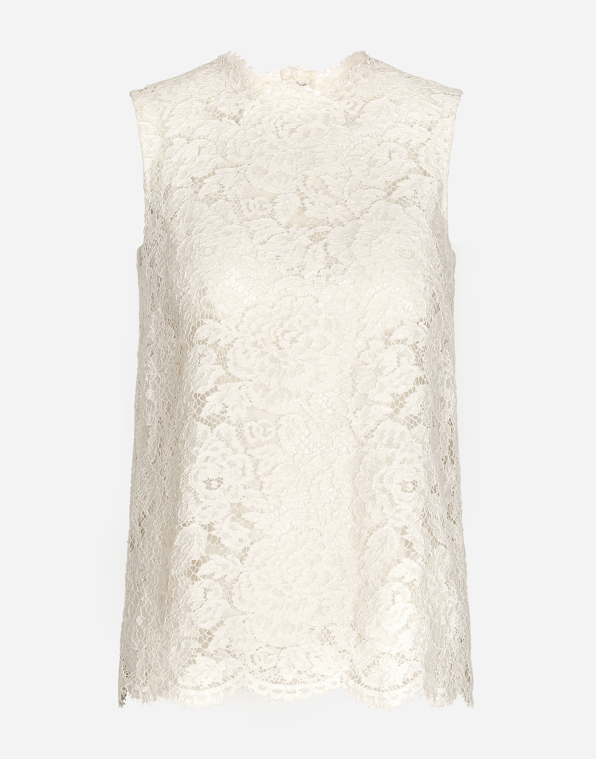 Dolce & Gabbana Women's Floral Lace Sleeveless Top In White