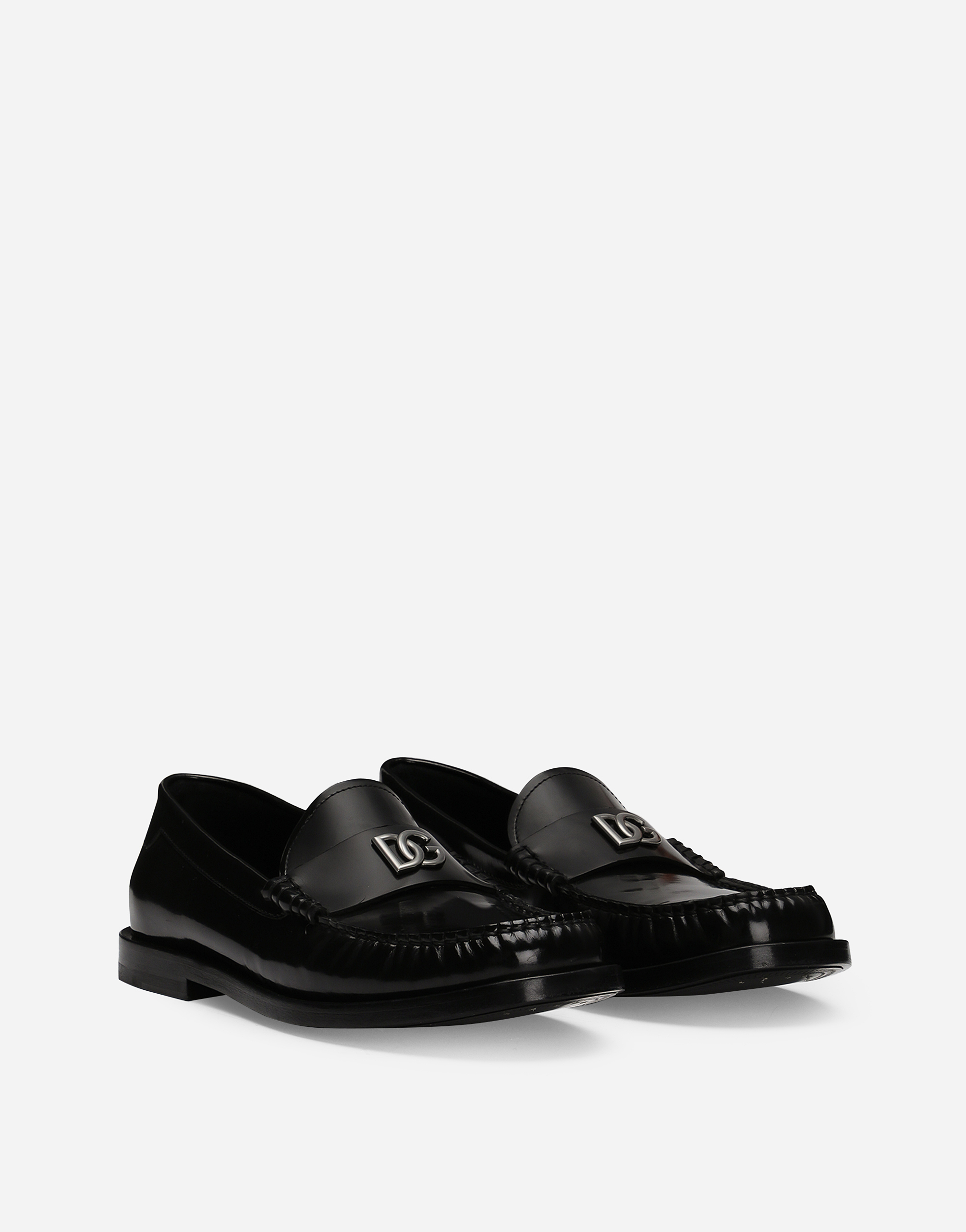 Dolce & Gabbana Dg Medallion Leather Classic Loafers In Black