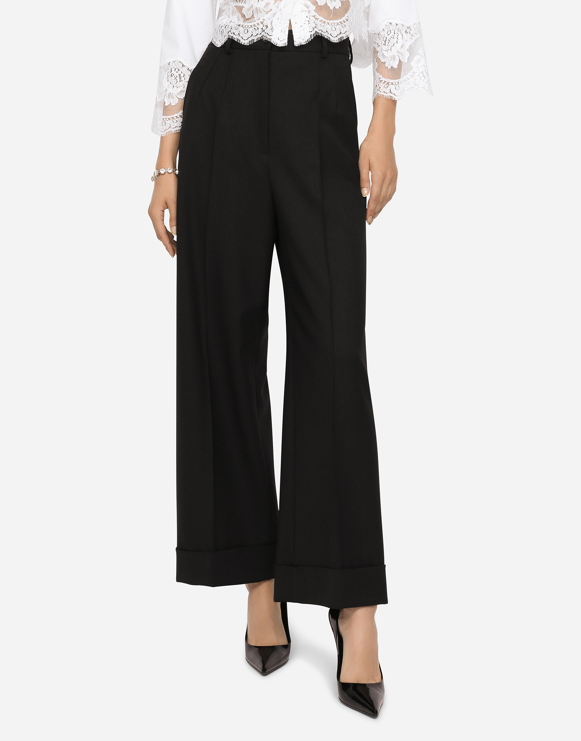 Shop Dolce & Gabbana Twill Culottes In Black