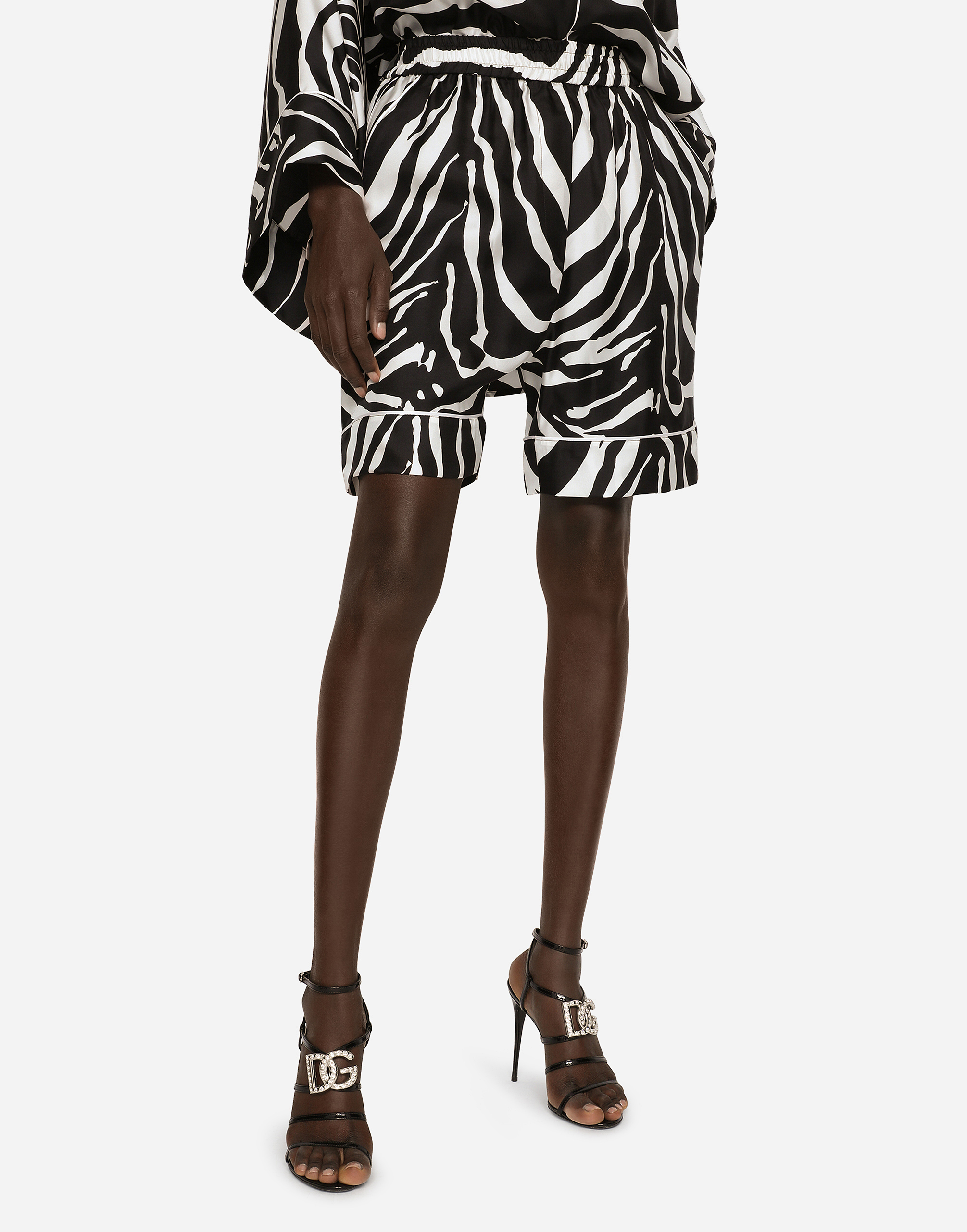 Dolce & Gabbana Zebra-print Twill Pajama Shorts In Multicolor