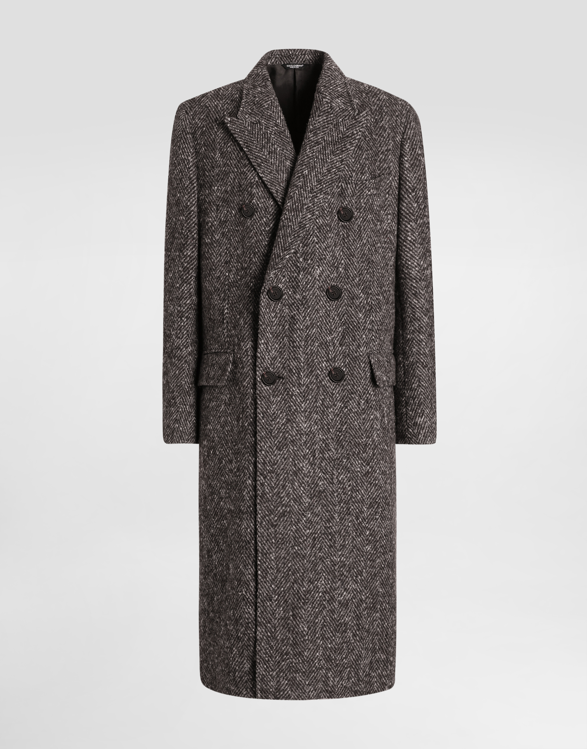 Dolce & Gabbana Double-breasted Herringbone Coat - Man Coats And Jackets Multicolor