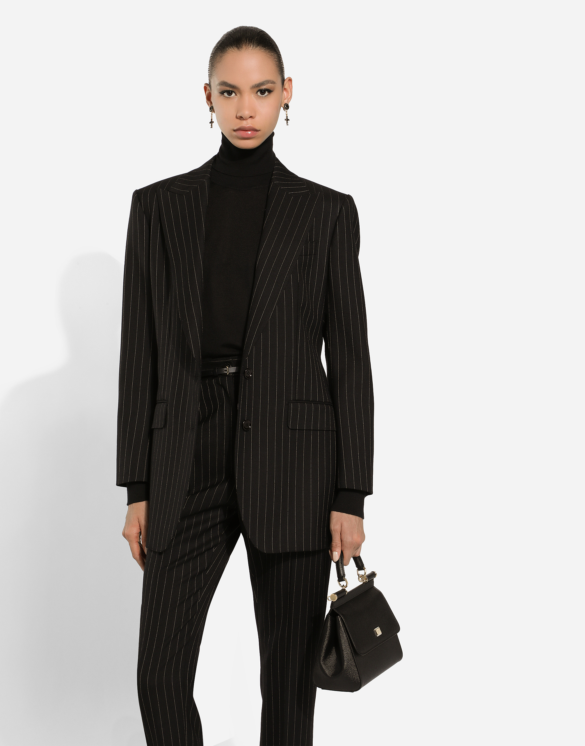Dolce & Gabbana Vertical Striped Wool Suit With Buttoned Hems In マルチカラー