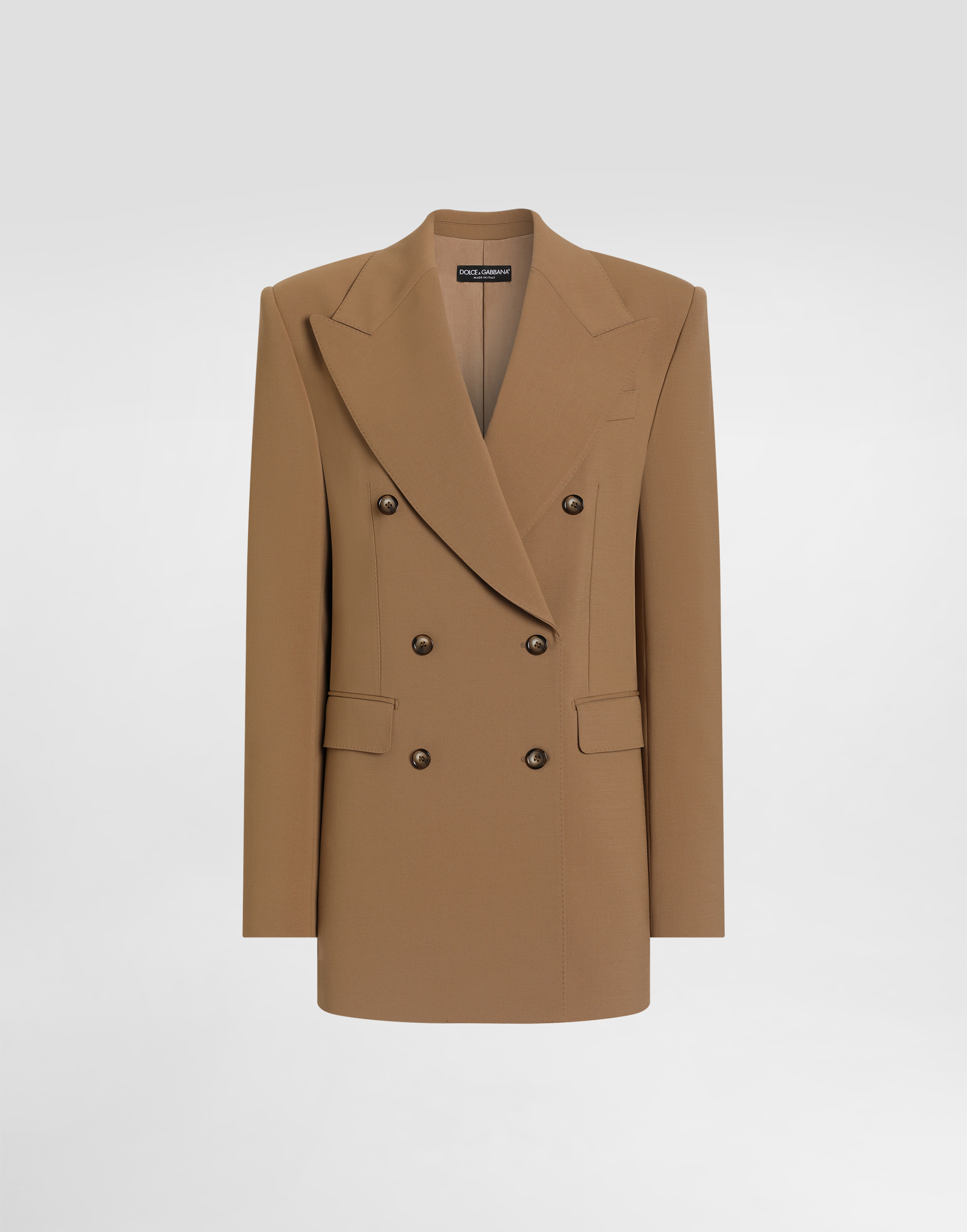 DOLCE&GABBANA 中綿ジャケット ライトベージュ M B1786 Linda double-breasted jacket in micro-ribbed fabric in Beige for