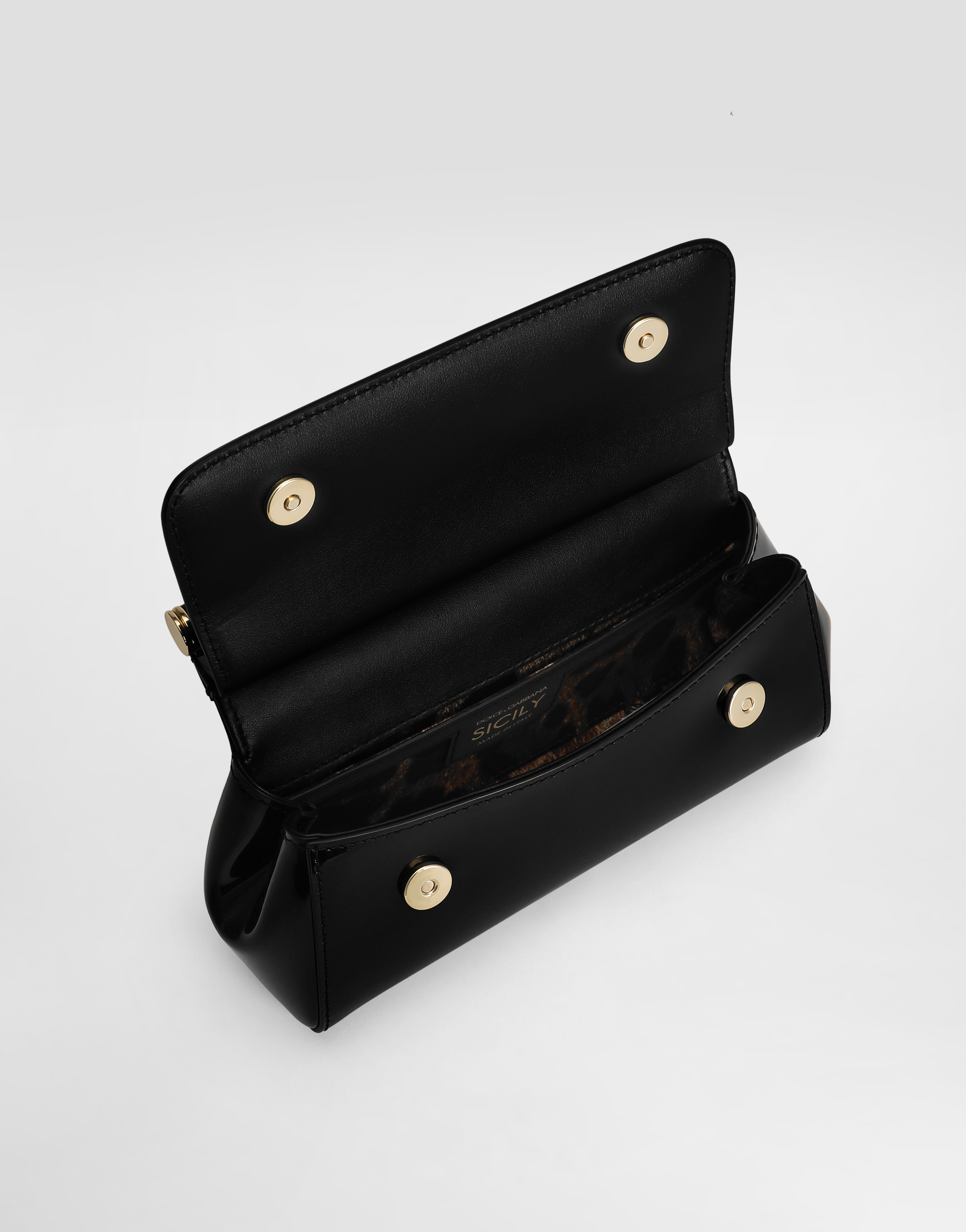 Dolce & Gabbana Small Sicily Polished Shoulder Bag In Black