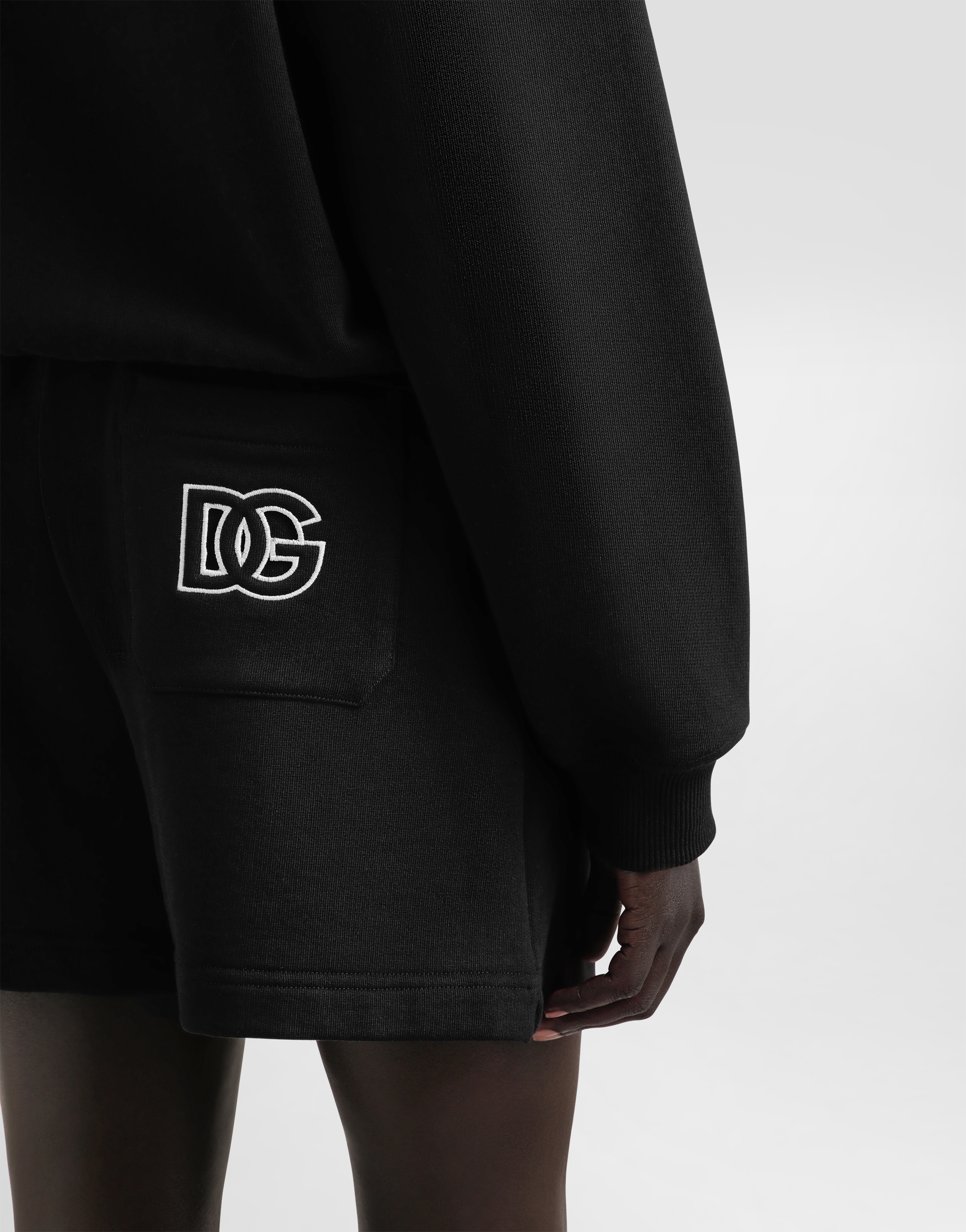 Dolce & Gabbana Cotton Sweatshirt With Dg Embroidery In Black