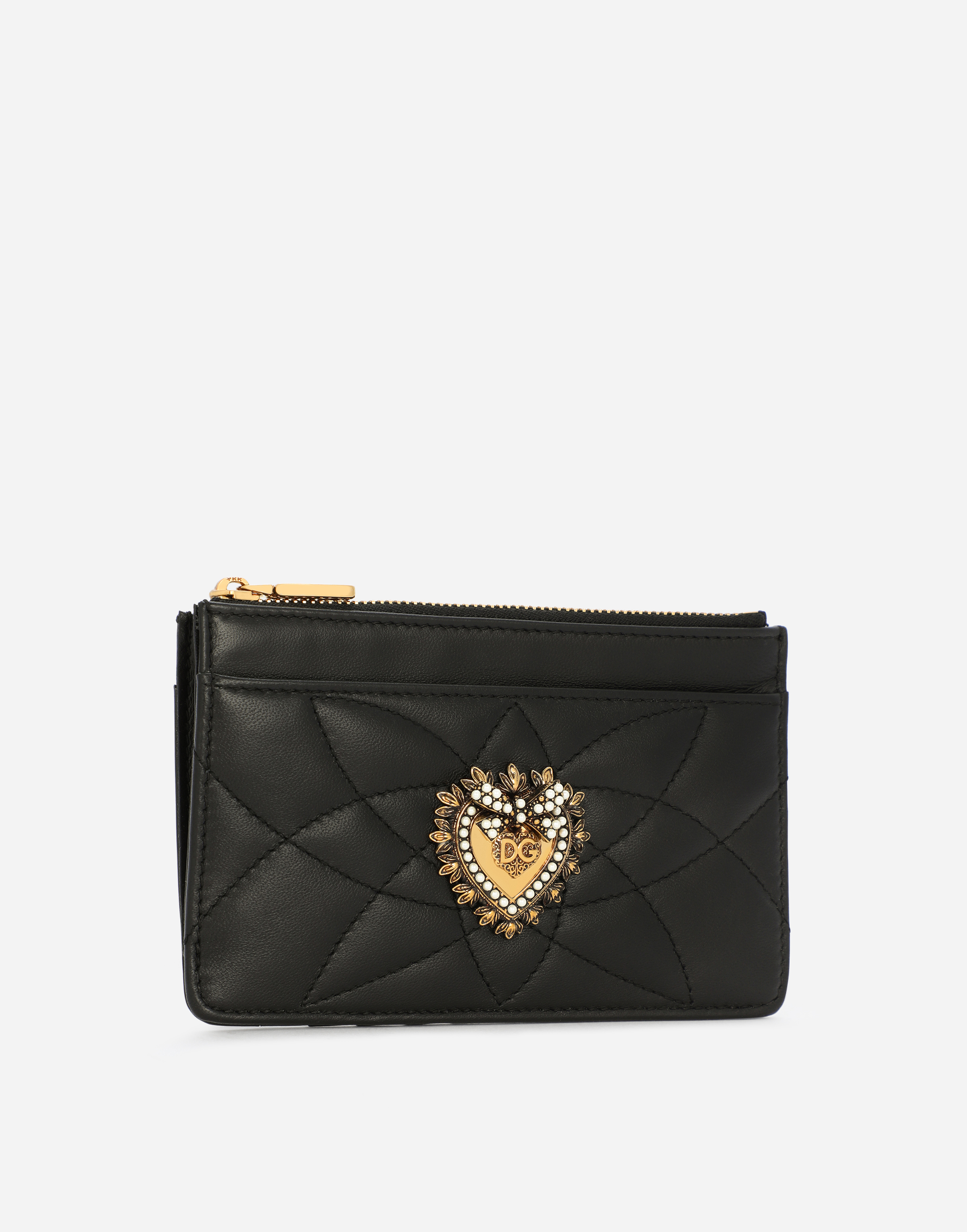 Leather Card Holder in Gold - Dolce Gabbana