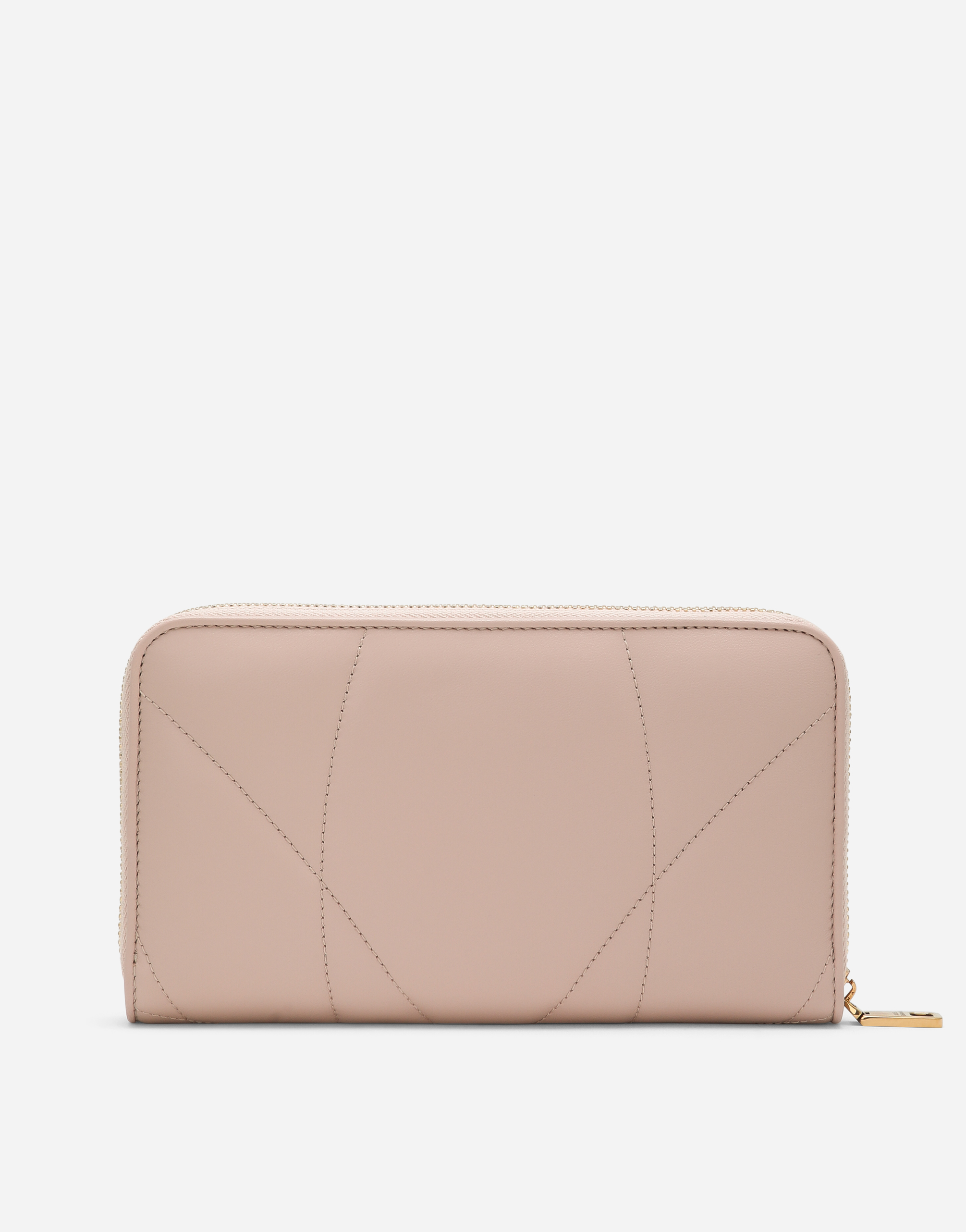 Shop Dolce & Gabbana Zip-around Devotion Wallet In Nappa Leather In Pale Pink