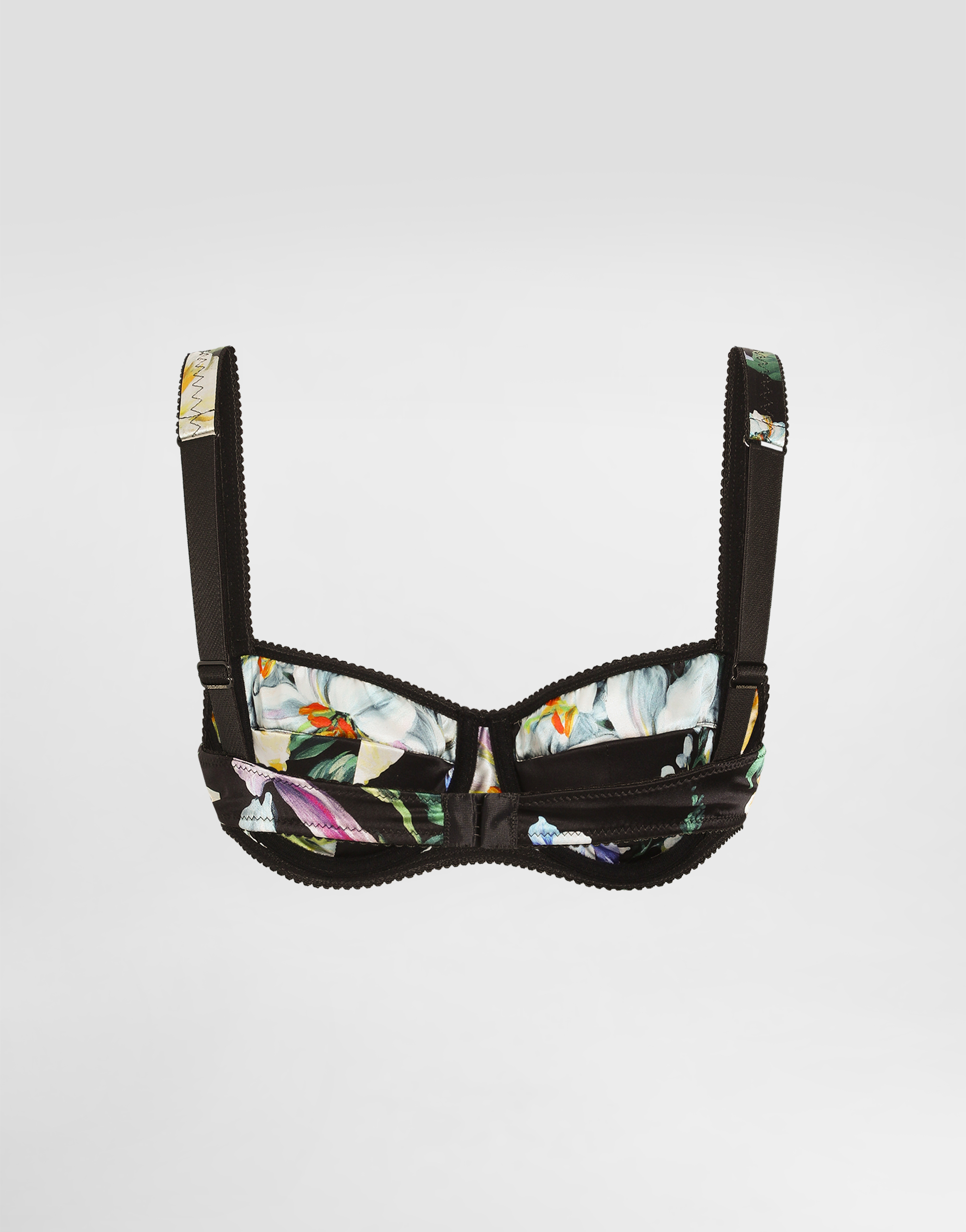 Dolce & Gabbana Satin Balconette Bra With Floral Print In Multi
