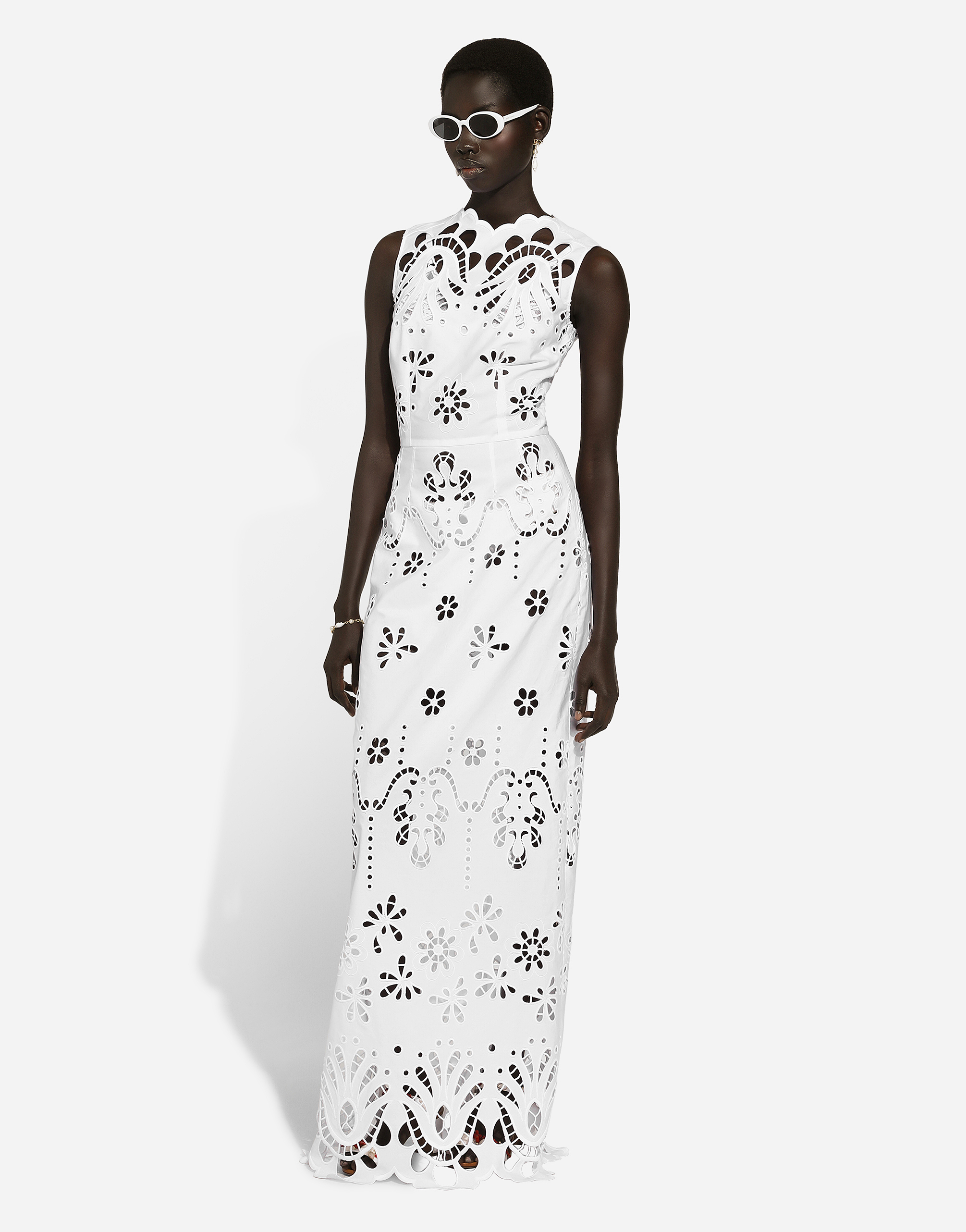 Dolce & Gabbana Cut-out Stretch-cotton Maxi Dress In White
