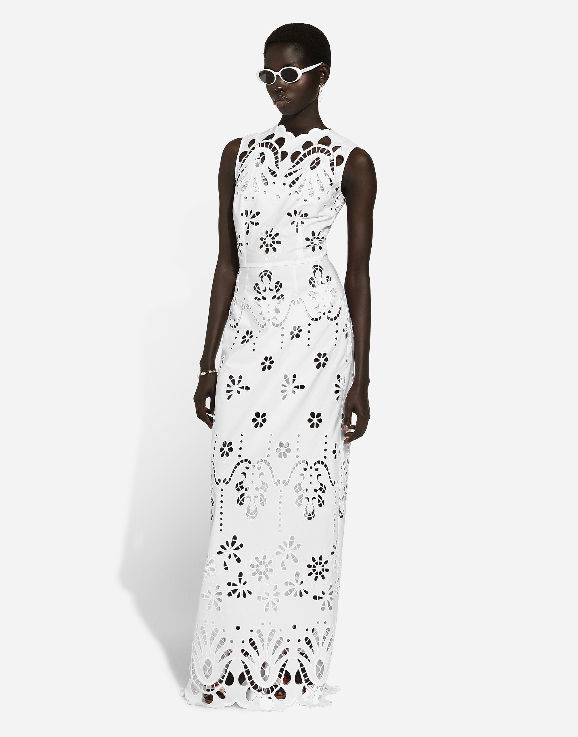 Dolce & Gabbana Cut-out Stretch-cotton Maxi Dress In White