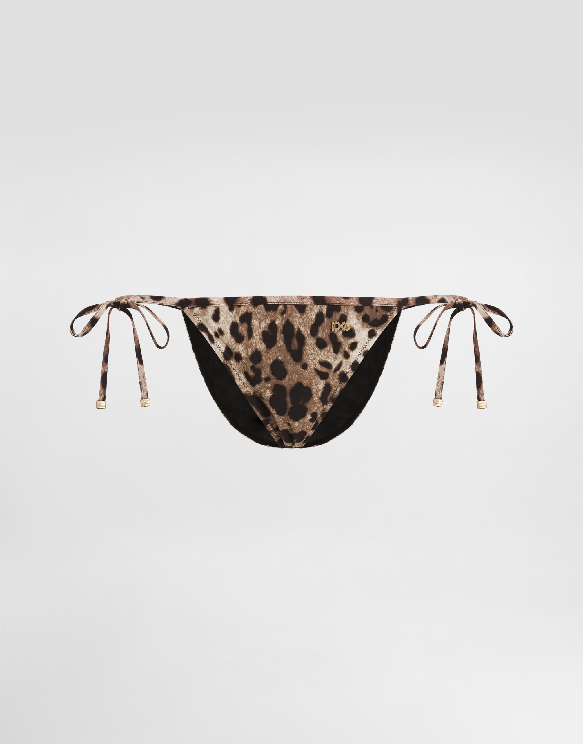 Leopard-print string bikini bottoms in Multicolor for Women