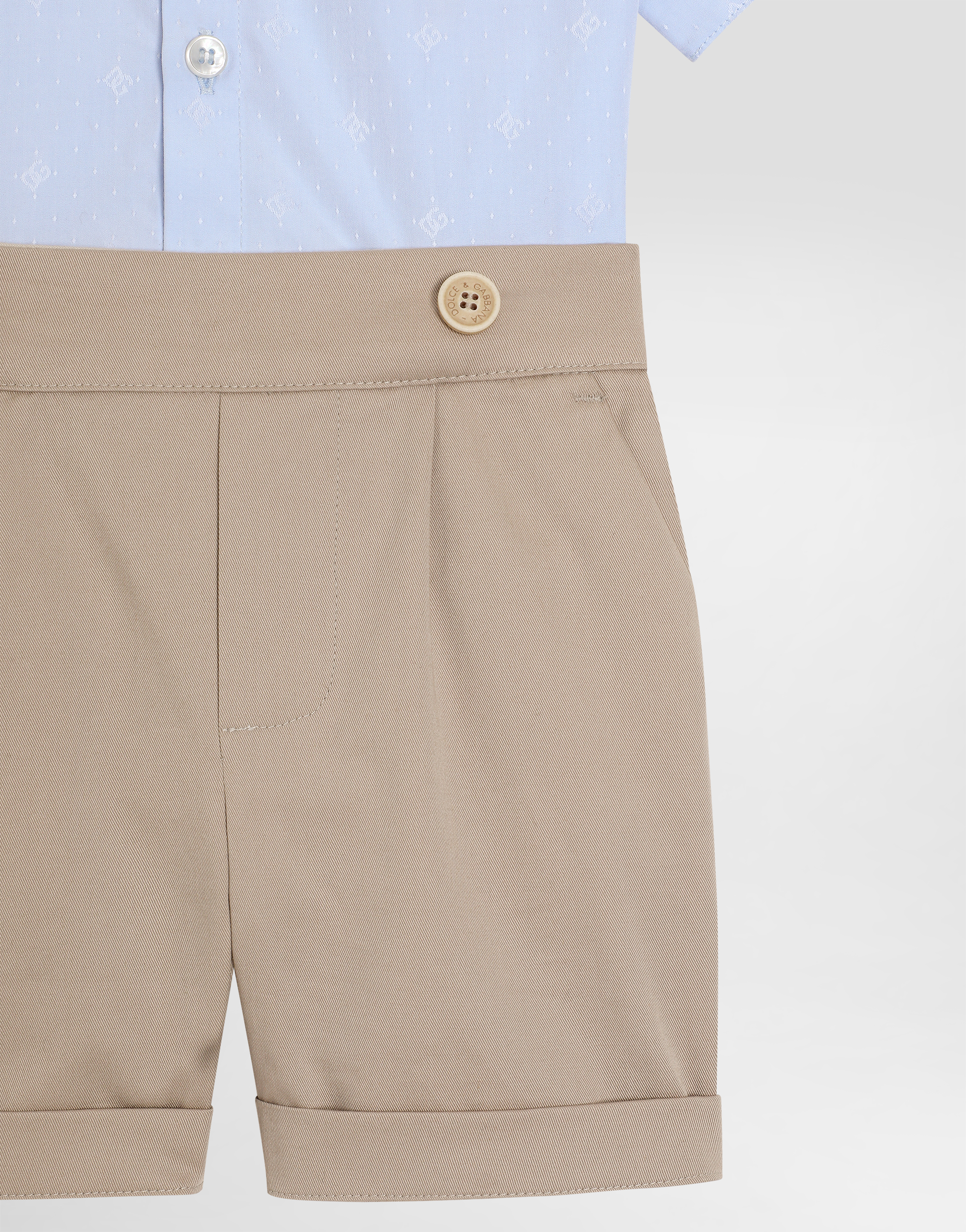 Gabardine and jacquard romper suit with polka-dots DG logo patch