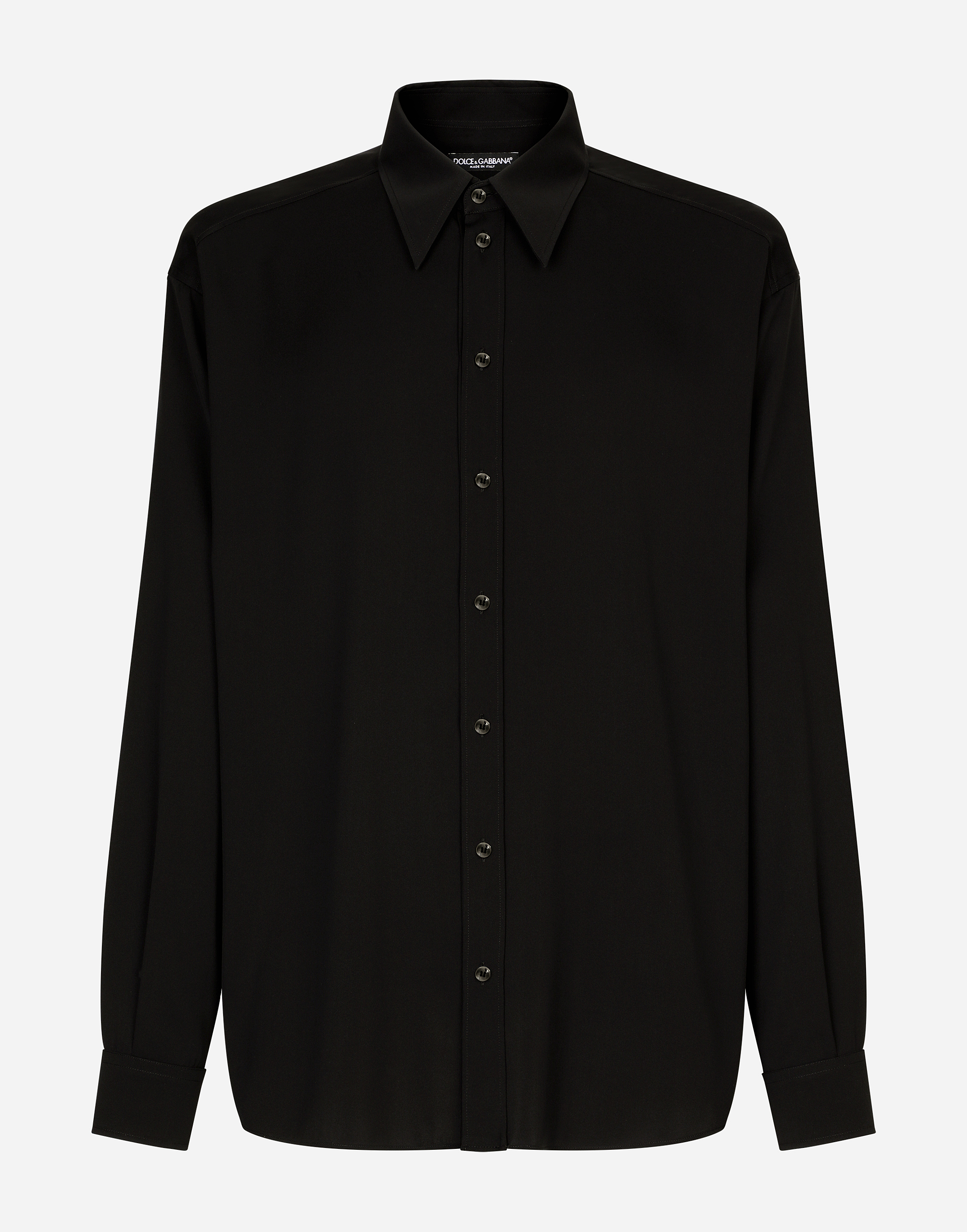 Dolce & Gabbana Oversized Stretch Silk Shirt In Black