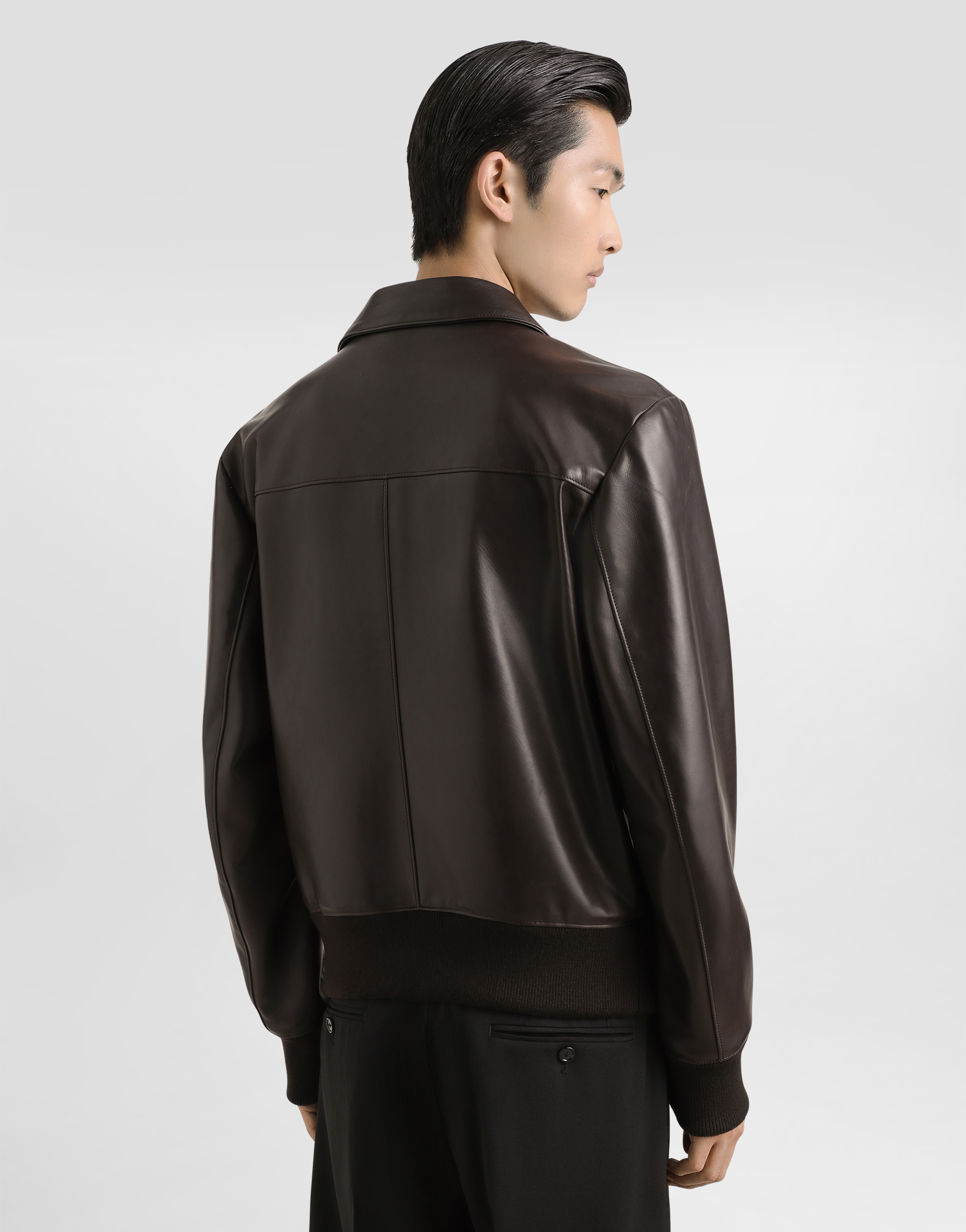 Dolce & Gabbana Lambskin Jacket In Brown