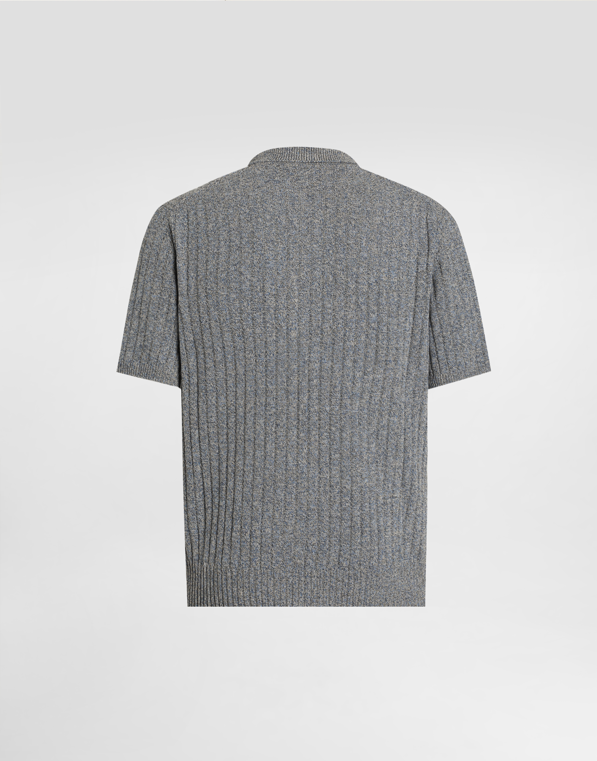  Dolce & Gabbana Ribbed Cotton And Linen Polo Shirt - Mann Strickwaren Grey 46 