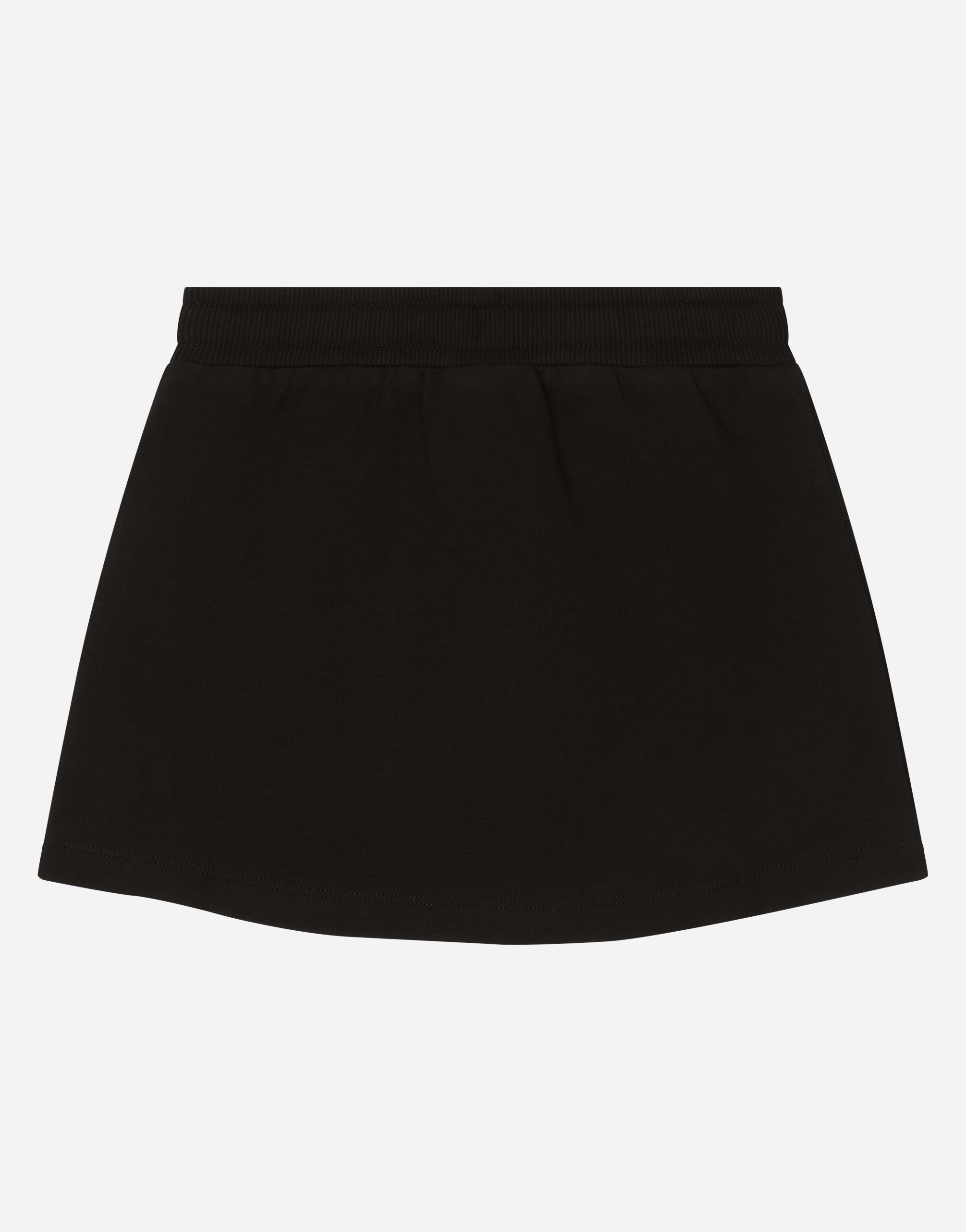 Shop Dolce & Gabbana Short Jersey Skirt With Dg Logo Patch In Black