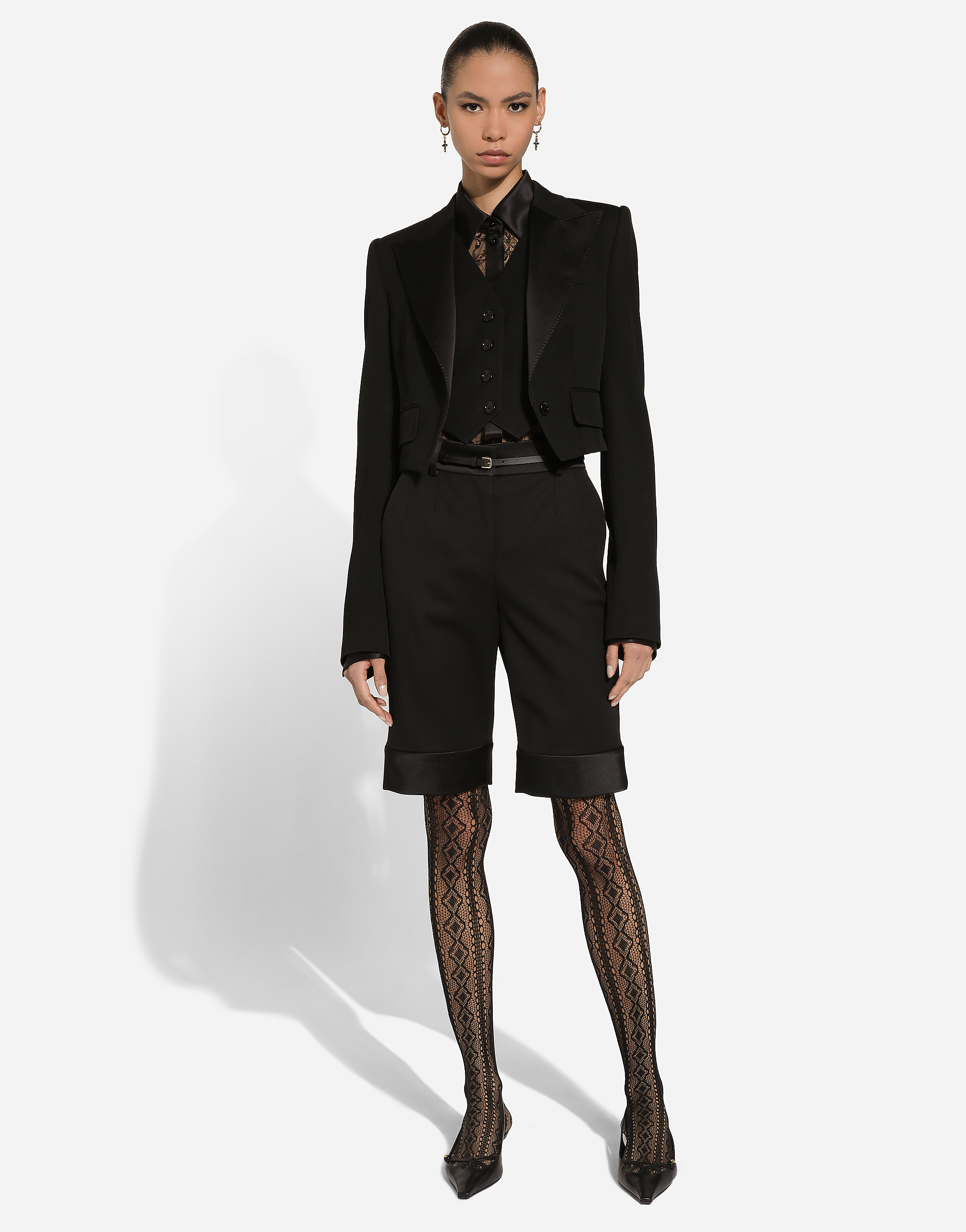 Dolce & Gabbana Wool Gabardine Short Jacket In ブラック