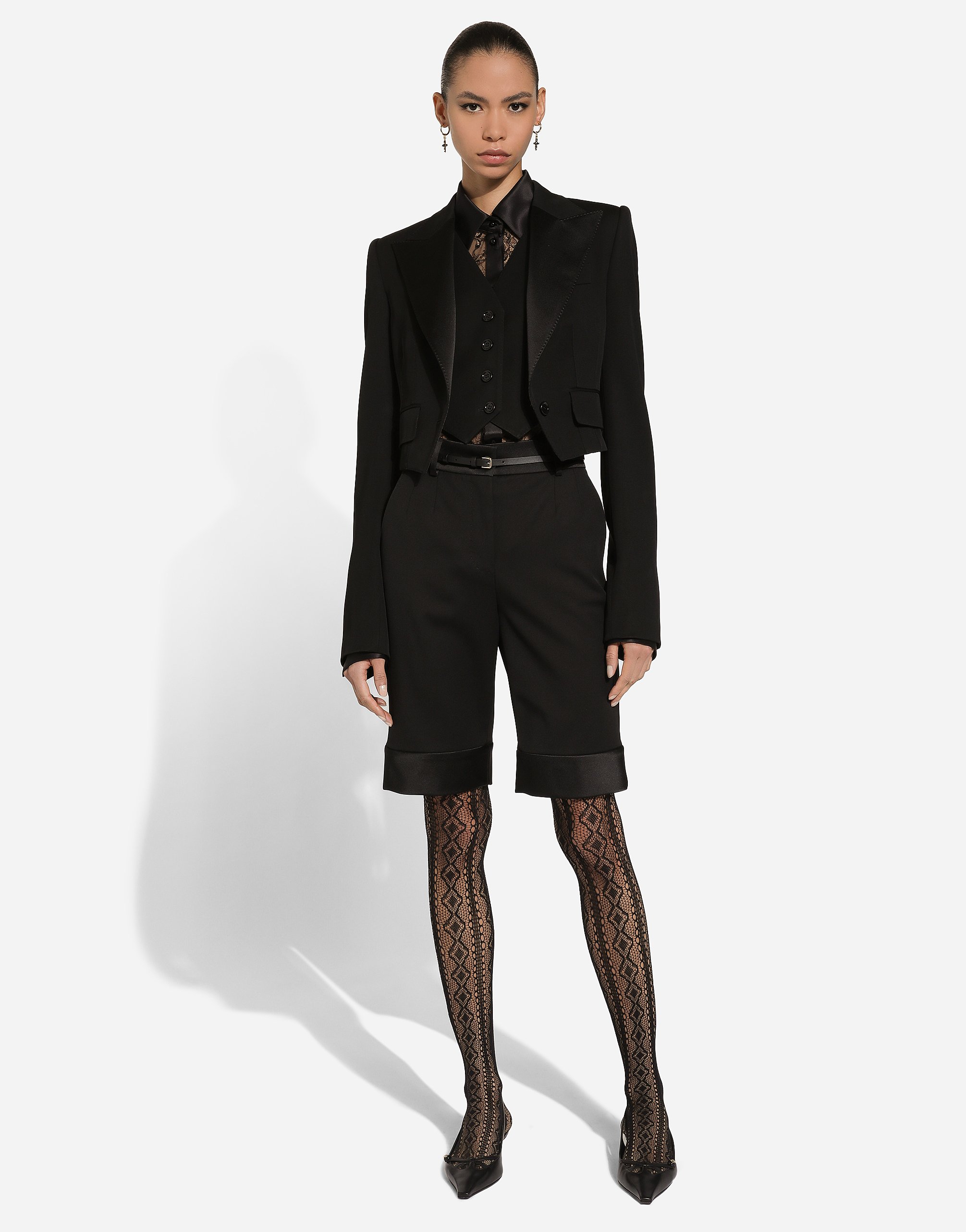 Dolce & Gabbana Wool Gabardine Short Jacket In ブラック