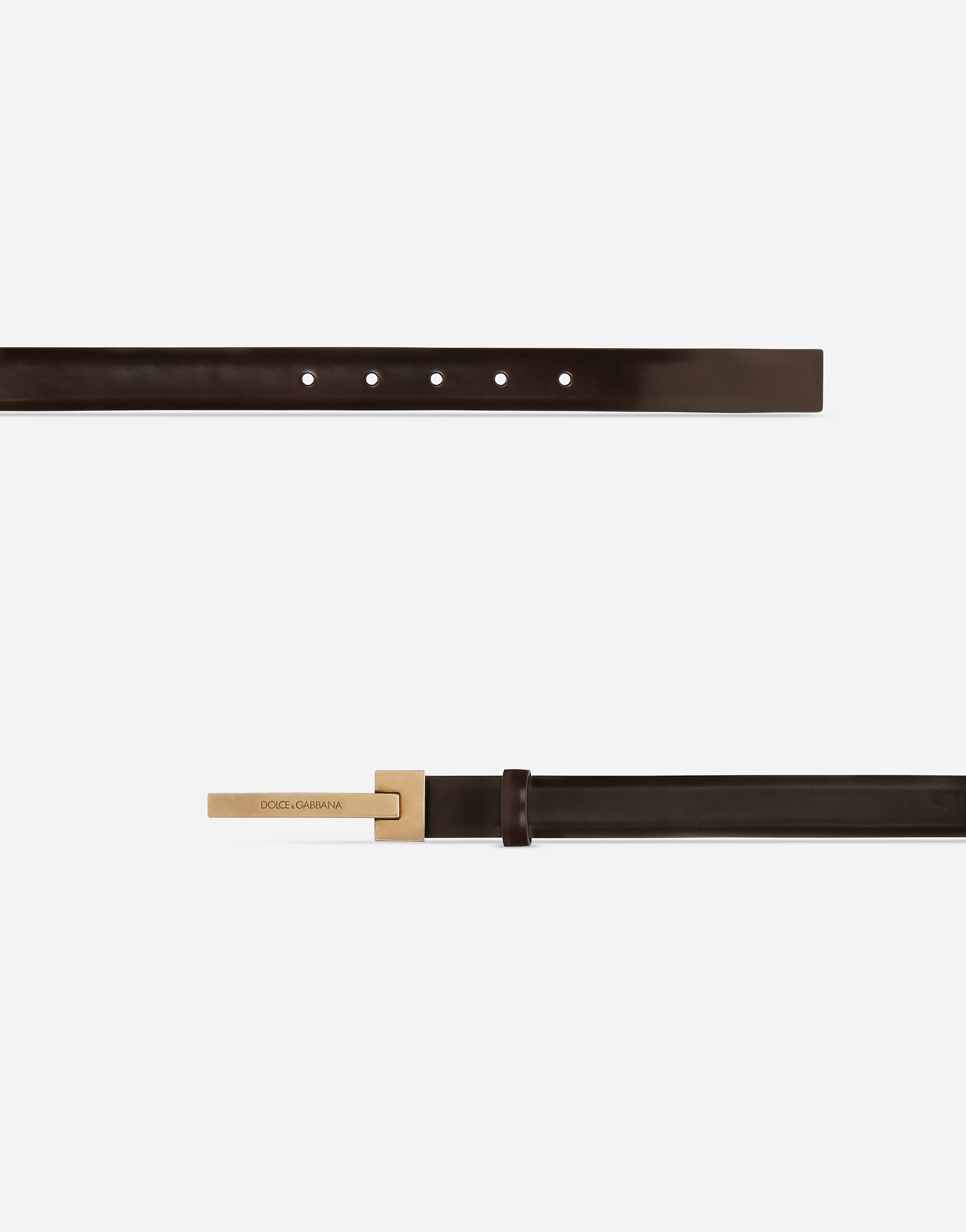 Dolce & Gabbana Brushed Calfskin Belt In Brown