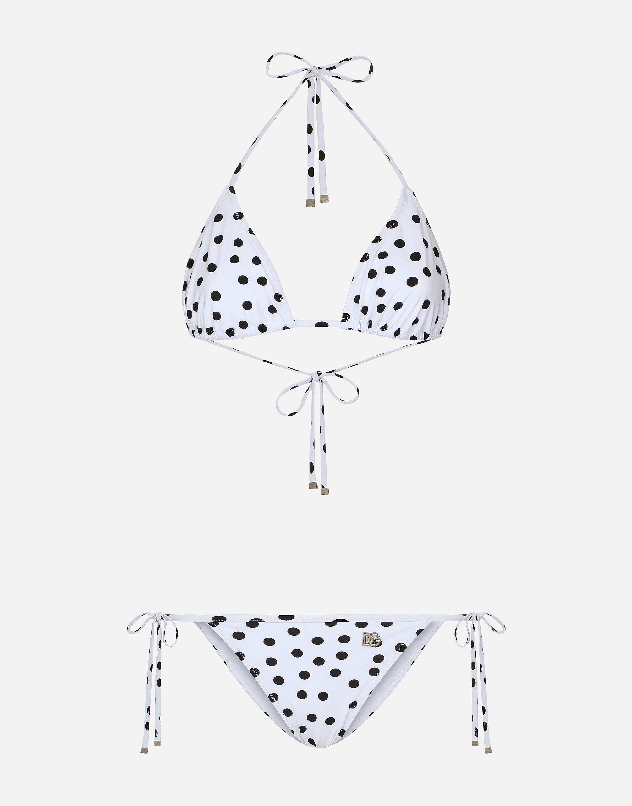 DOLCE & GABBANA POLKA-DOT TRIANGLE BIKINI 