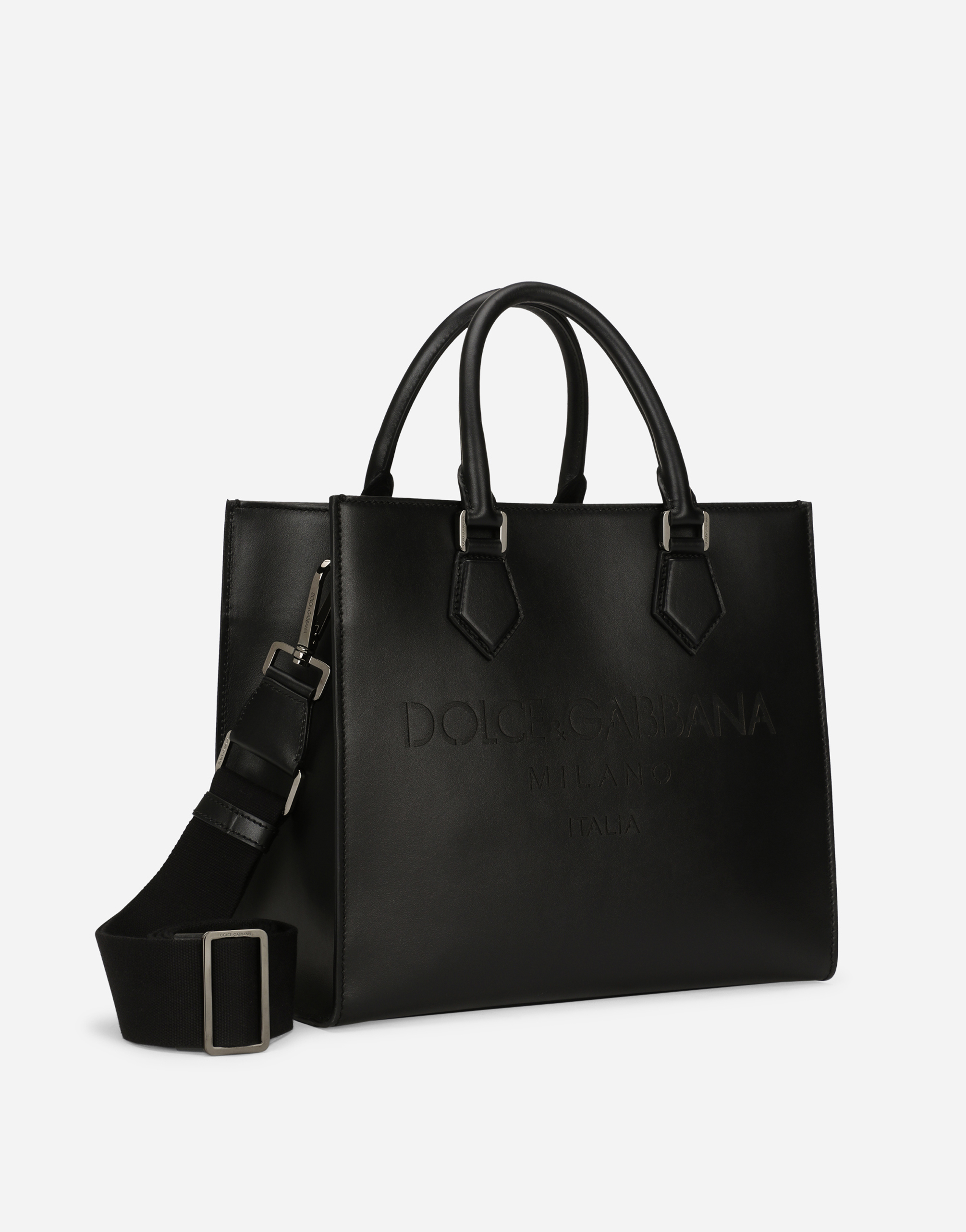 DOLCE & GABBANA CALFSKIN EDGE SHOPPER WITH LOGO