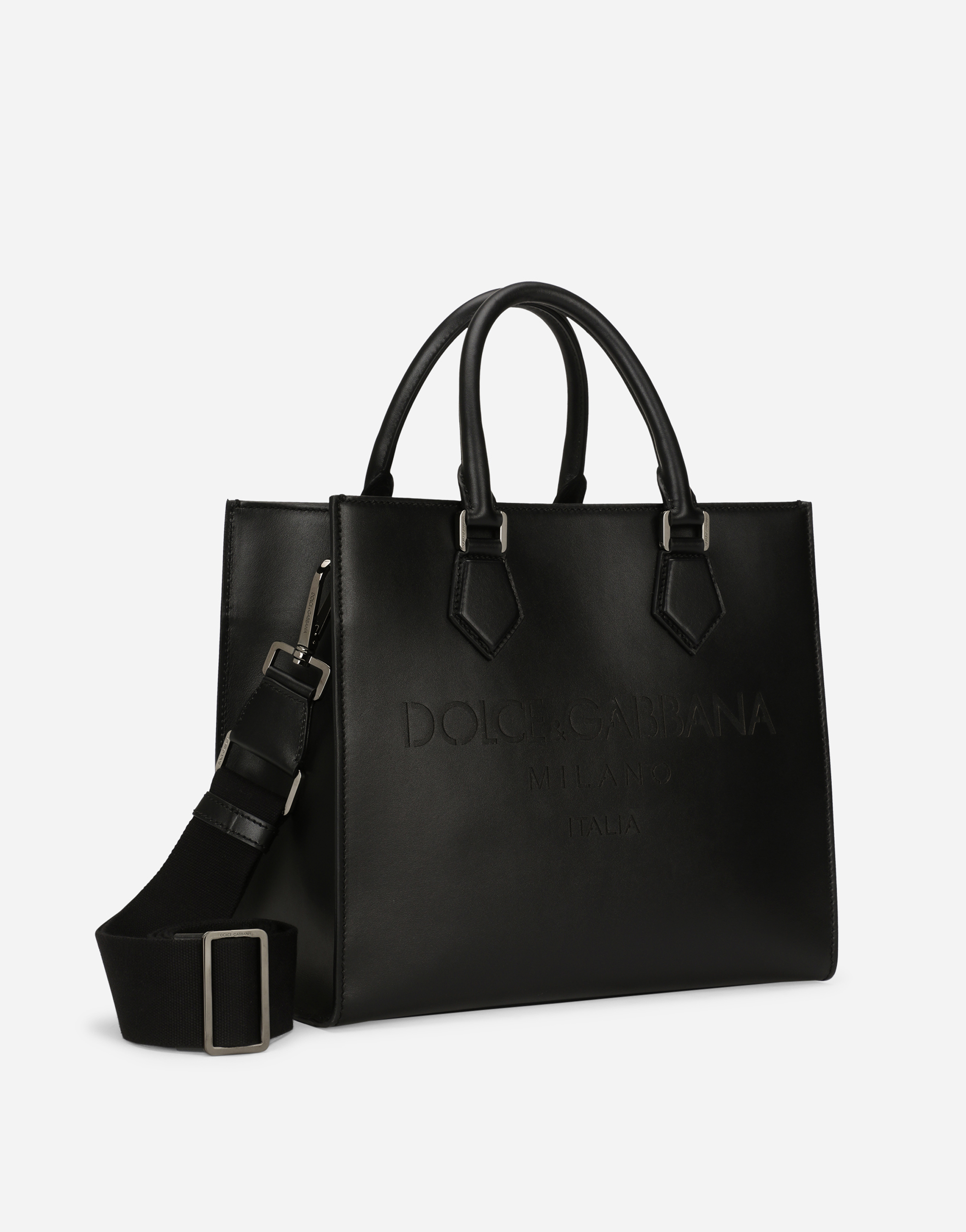 Shop Dolce & Gabbana Calfskin Edge Shopper With Logo In Black