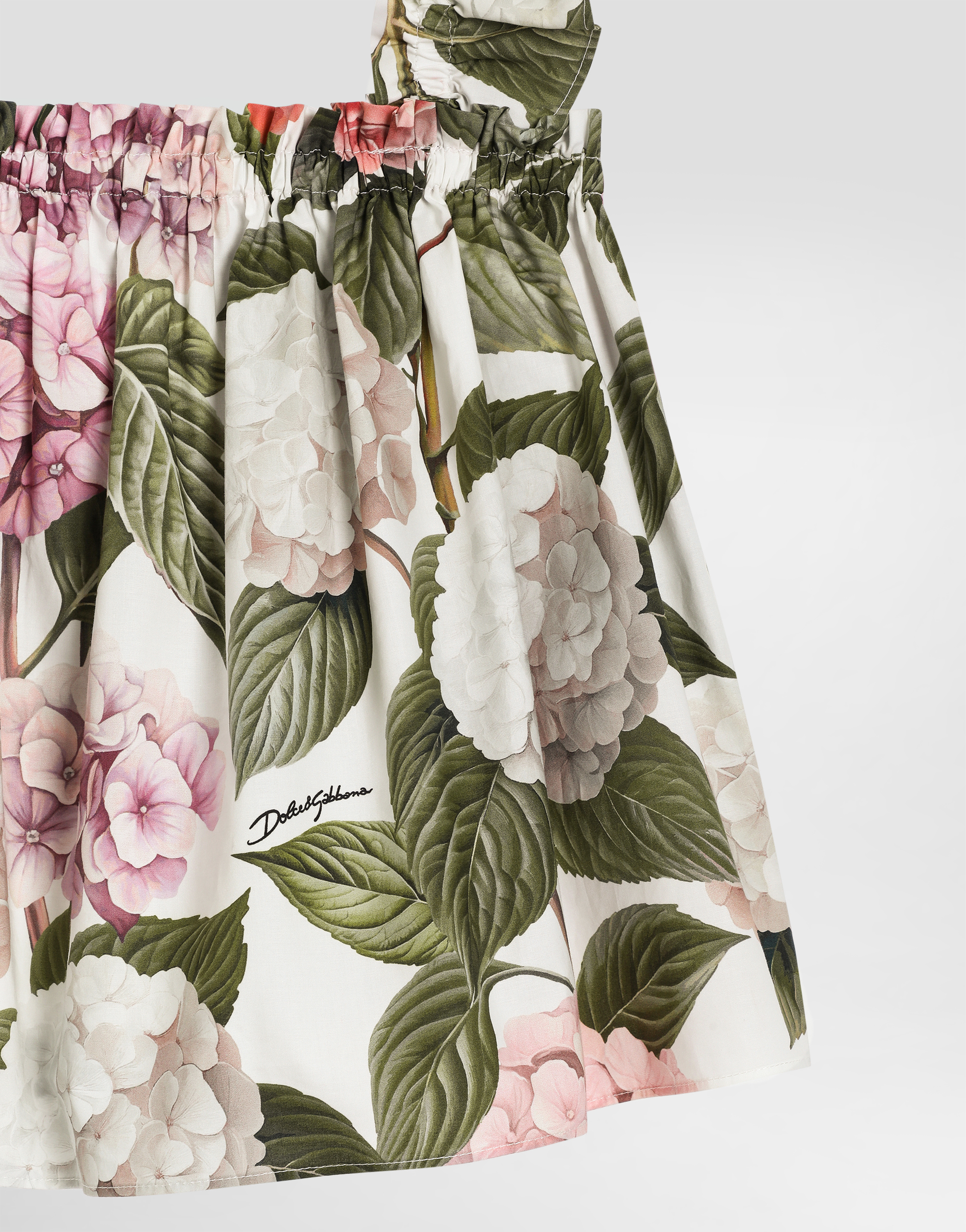 Dolce & Gabbana Floral Ruffled Cotton Poplin Top In Multi