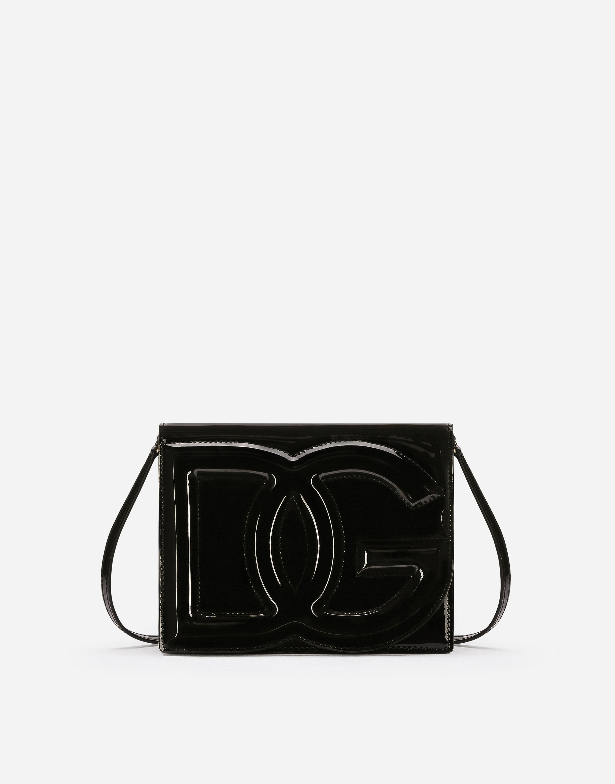 Dolce & Gabbana Patent Leather Crossbody Bag With Logo In Black