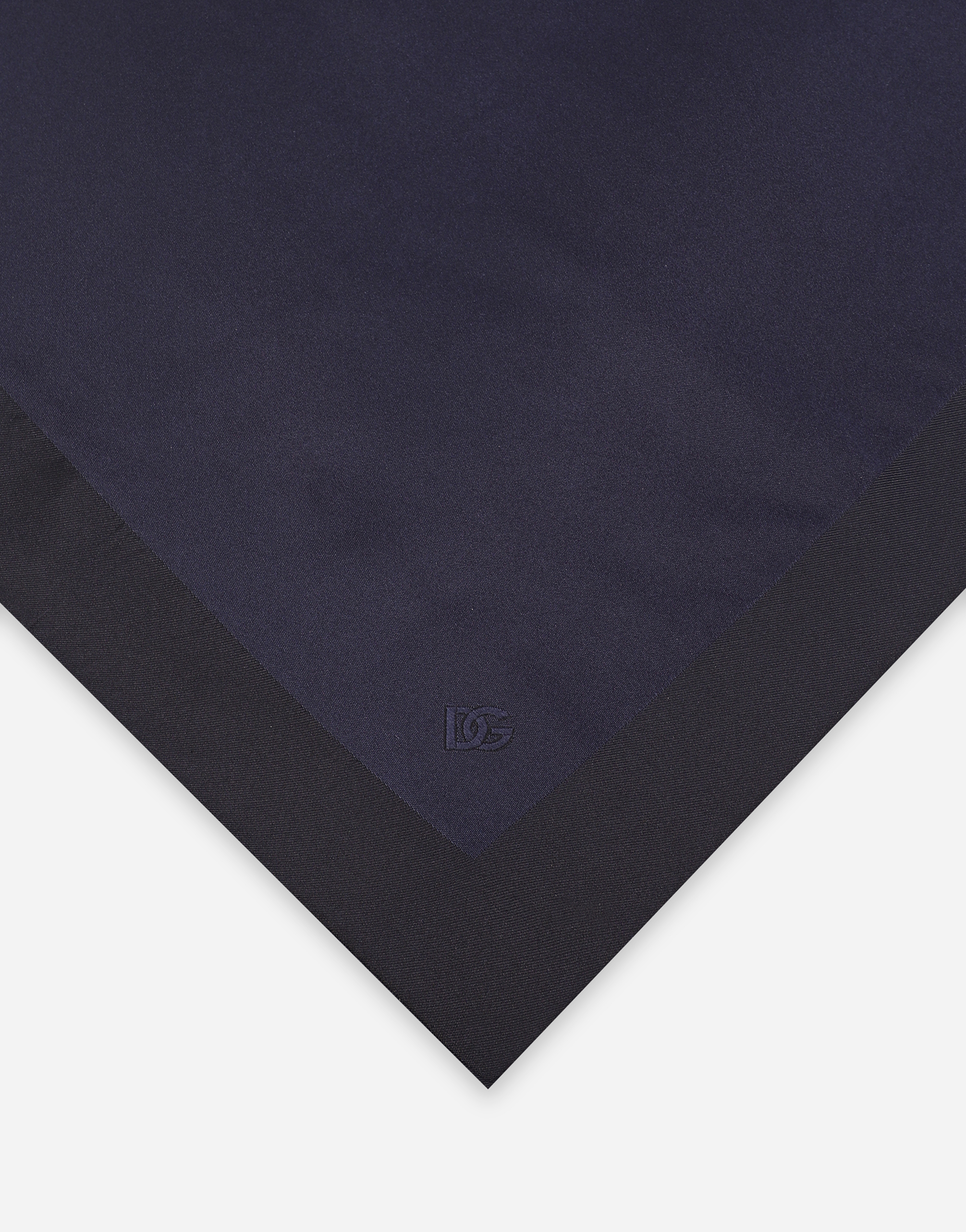 DOLCE & GABBANA SILK POCKET SQUARE WITH DG LOGO EMBROIDERY