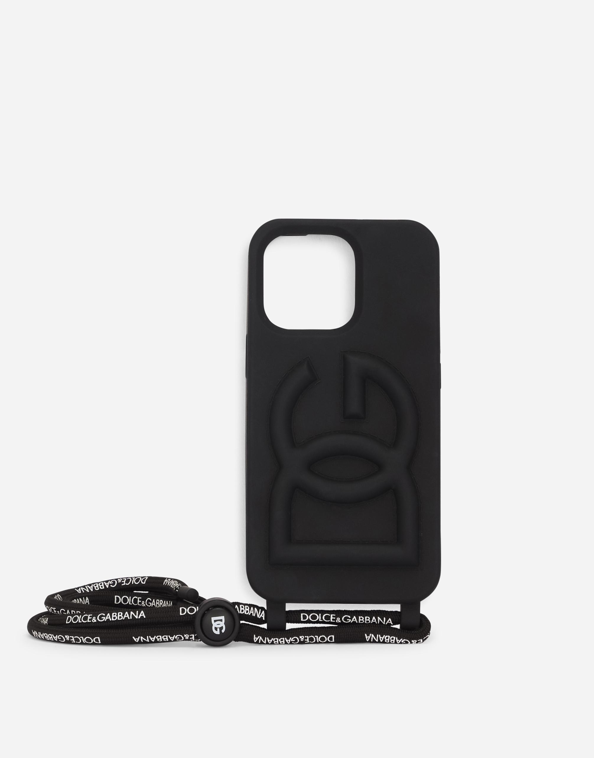 Shop Dolce & Gabbana Rubber Iphone 13 Pro Cover With Embossed Logo In Black