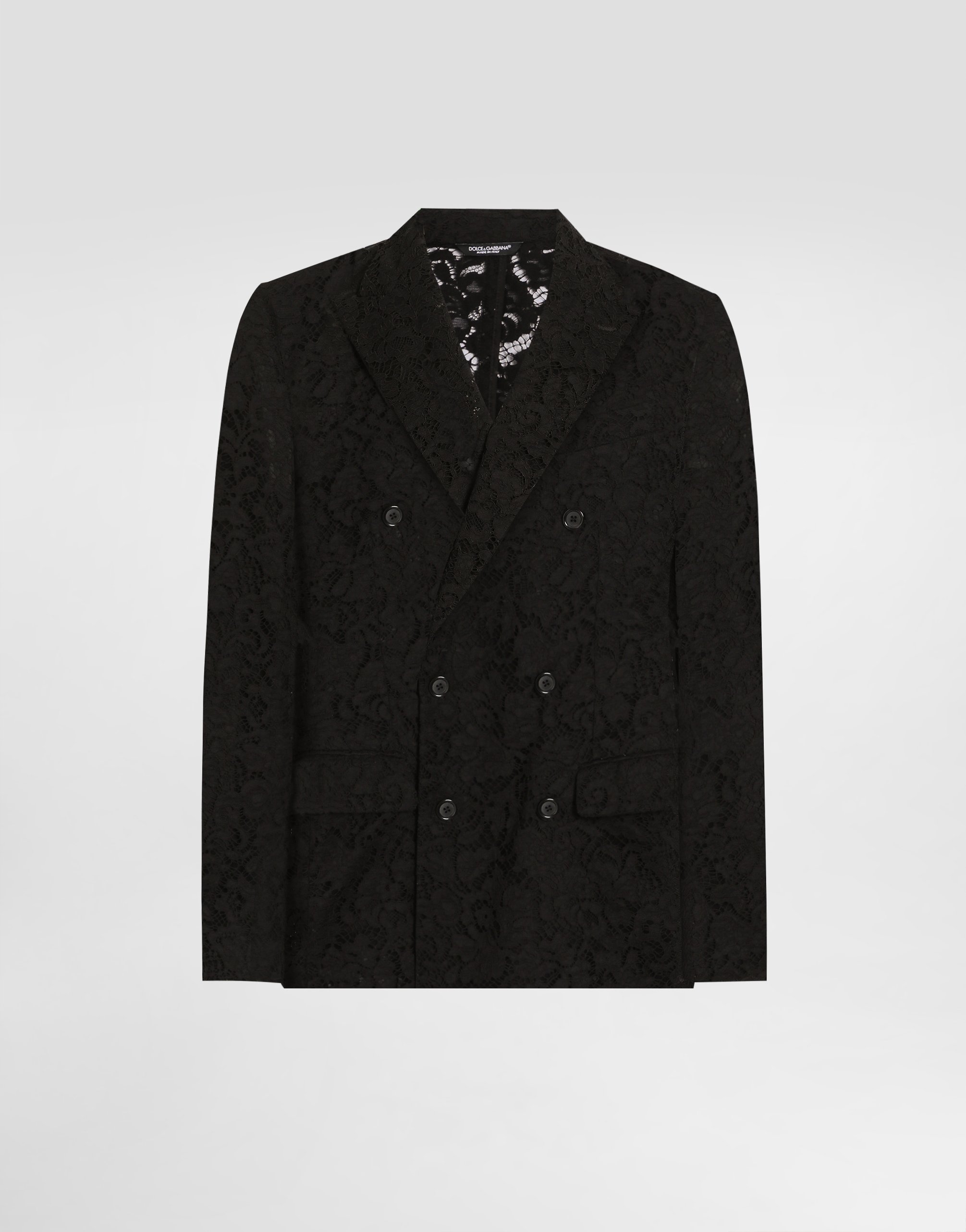 Dolce & Gabbana Sicilia Double-breasted Jacket In Cordonetto Lace - Man Suits And Blazers Black