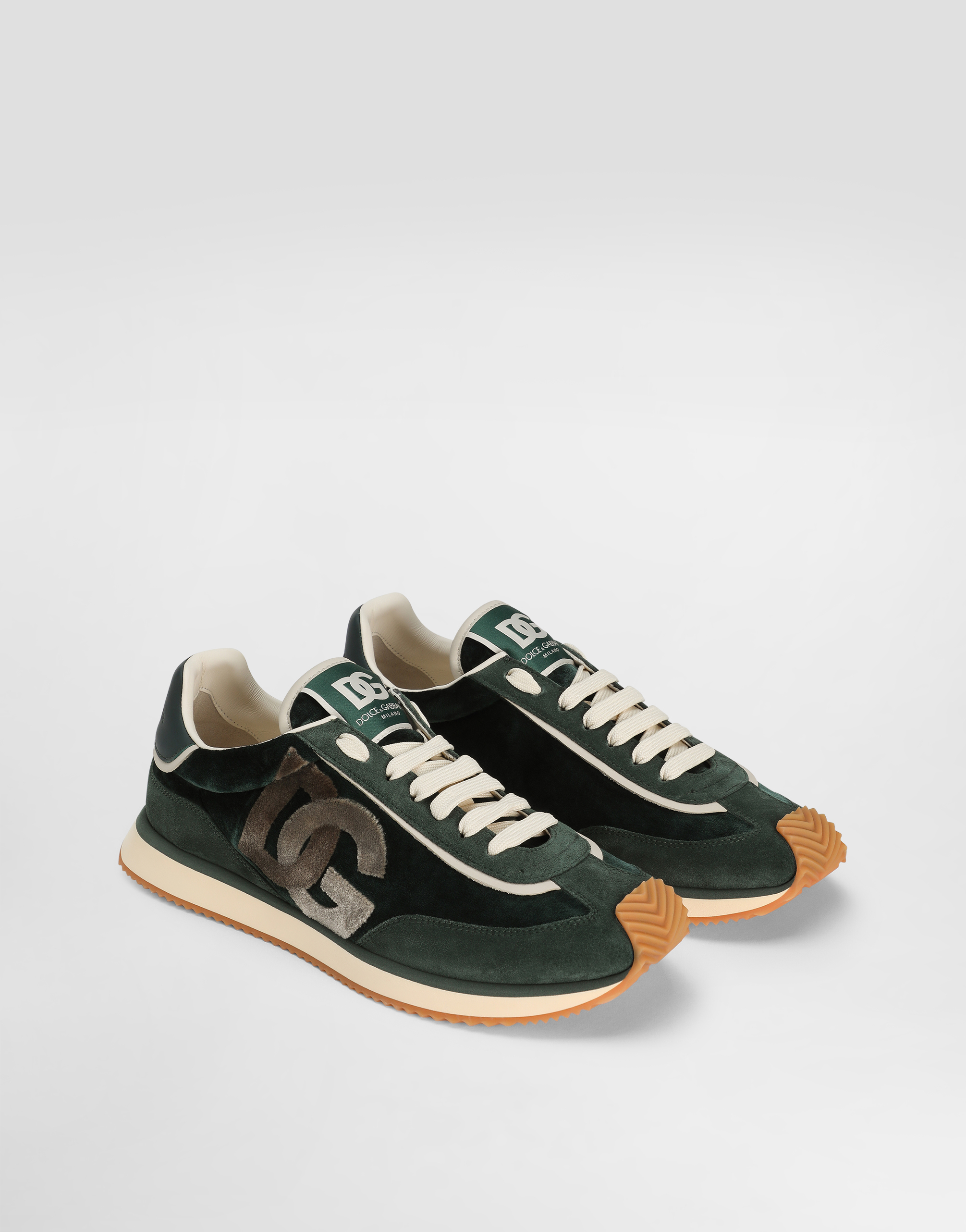 Dolce & Gabbana Cushion Low-top Sneakers Featuring Suede Inserts In Green