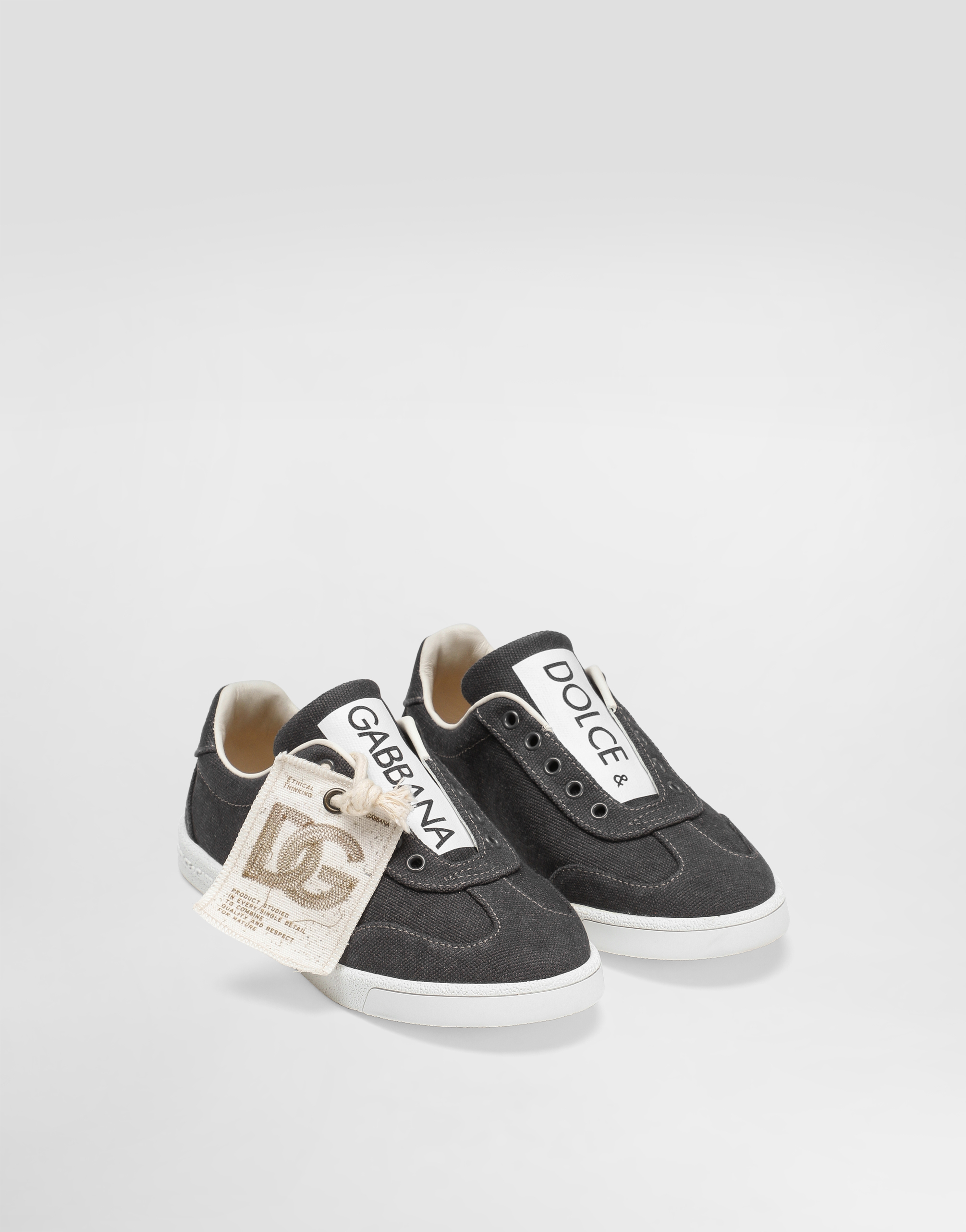 Dolce & Gabbana Canvas Slip-on Sneakers In Black