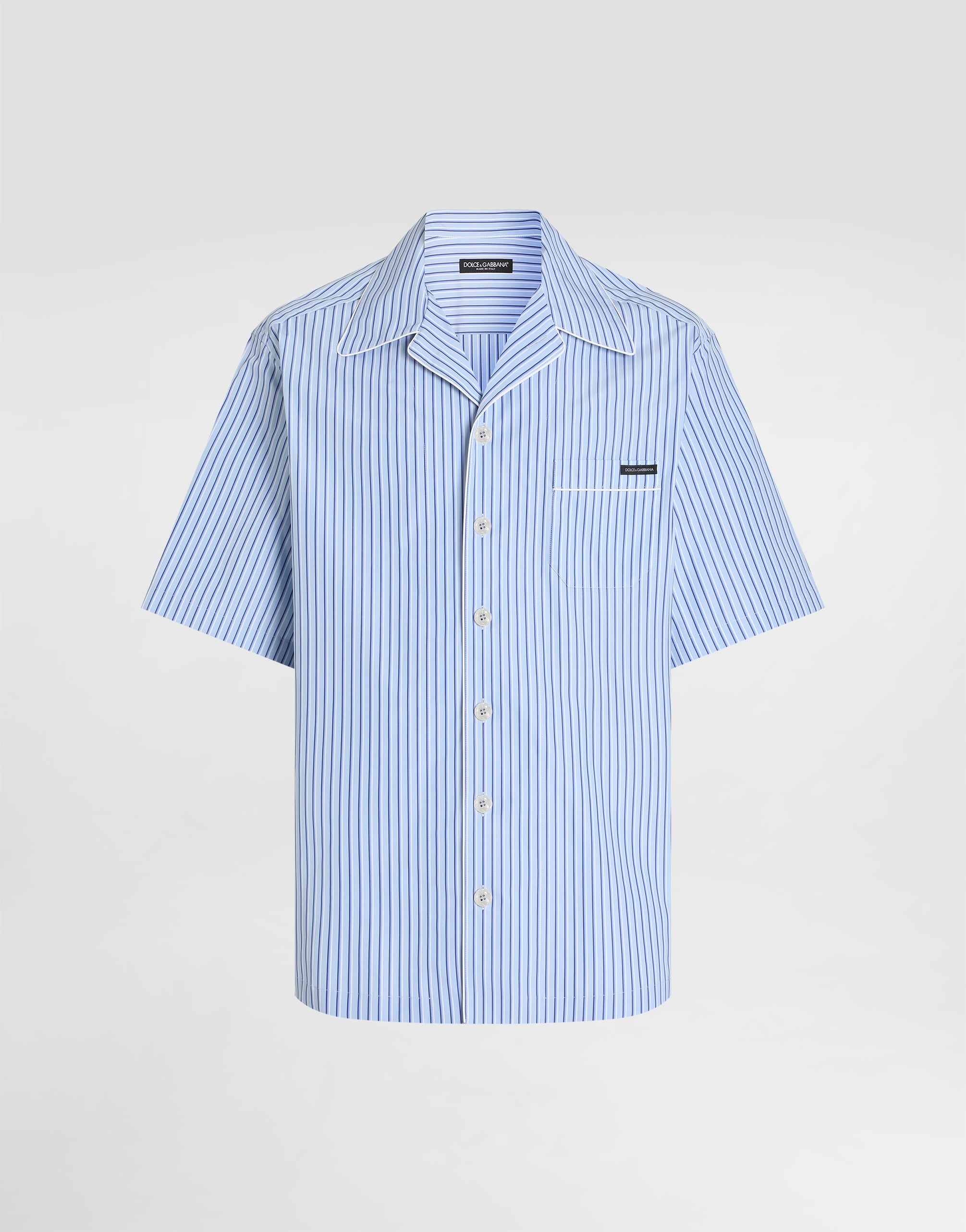 DOLCE & GABBANA 半袖シャツ ストライプドット Hawaii striped poplin shirt in Multicolor for Men | Dolce&Gabbana®
