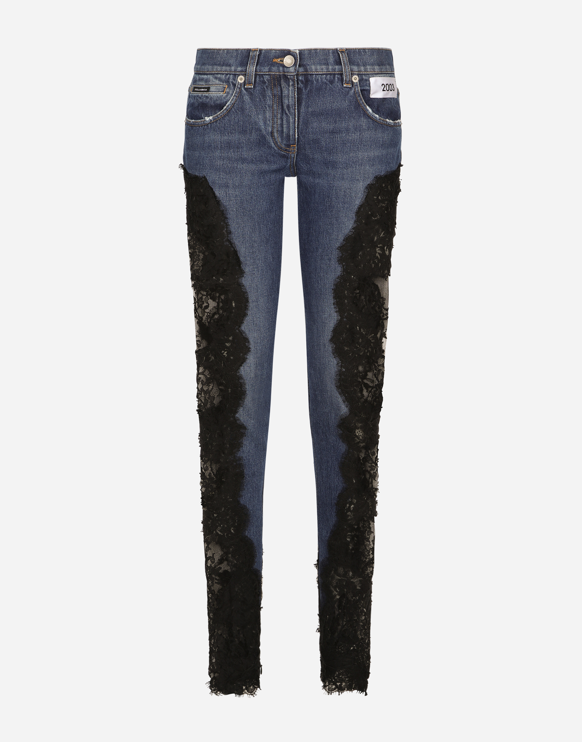 DOLCE & GABBANA DENIM JEANS WITH LACE INLAY
